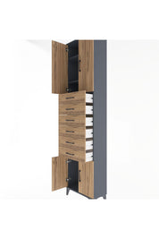 Arges Dolap 3 Raflı 6 Çekmeceli 4 Kapaklı 60x30x243 - S32M099V6A