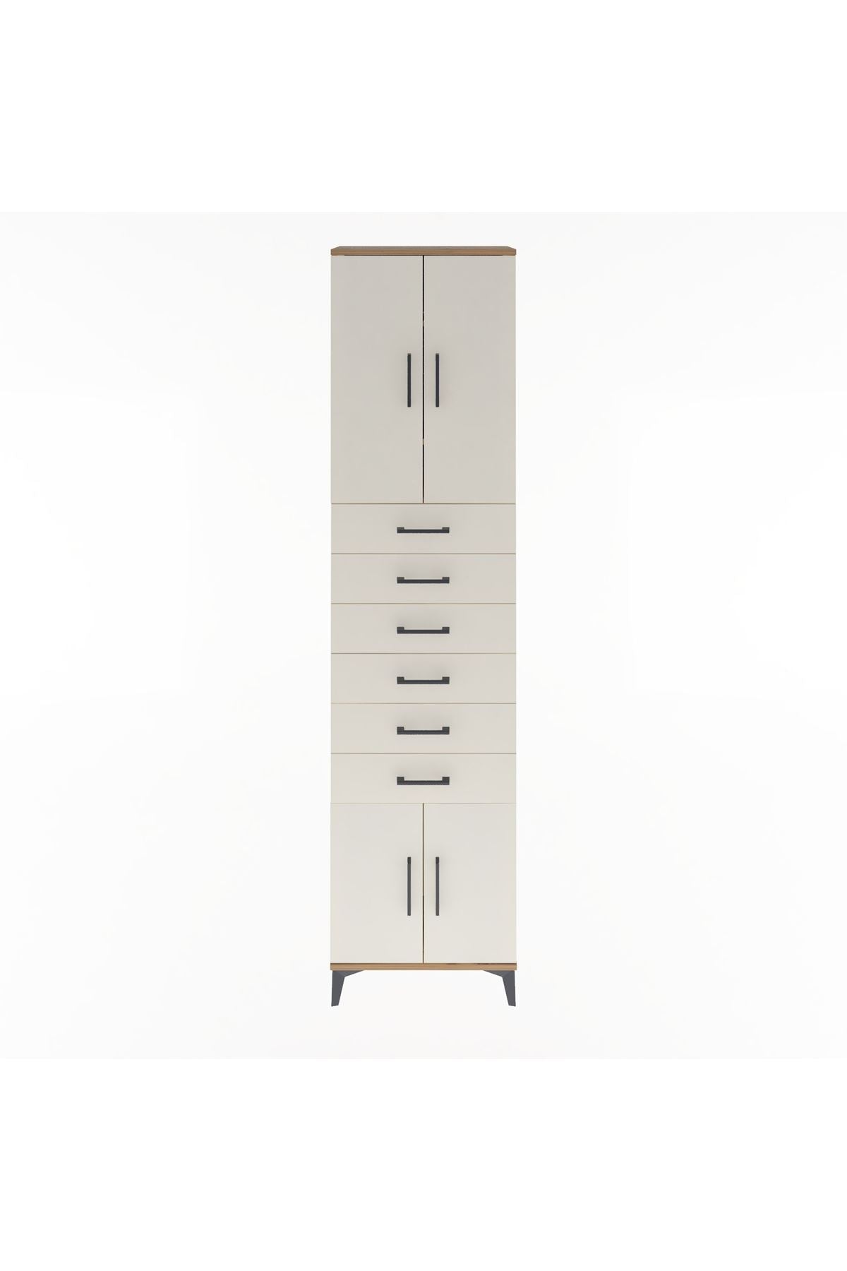 Arges Dolap 3 Raflı 6 Çekmeceli 4 Kapaklı 60x30x243 - S32M099V7A