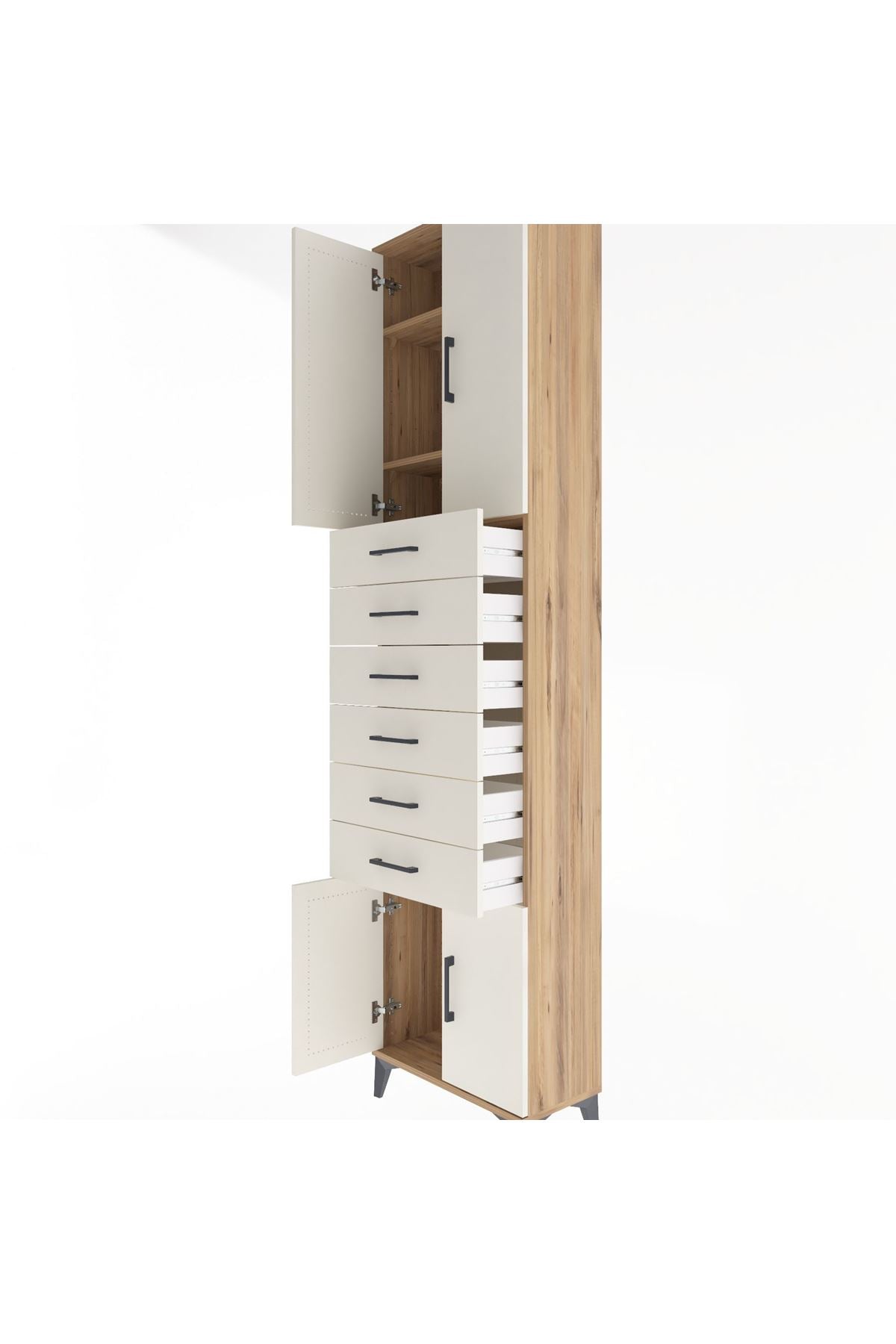 Arges Dolap 3 Raflı 6 Çekmeceli 4 Kapaklı 60x30x243 - S32M099V7A
