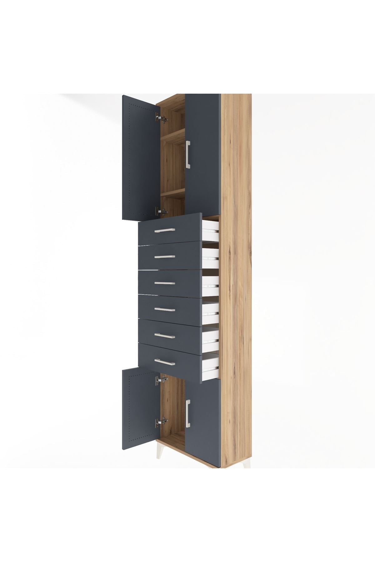Arges Dolap 3 Raflı 6 Çekmeceli 4 Kapaklı 60x30x243 - S32M099V8A