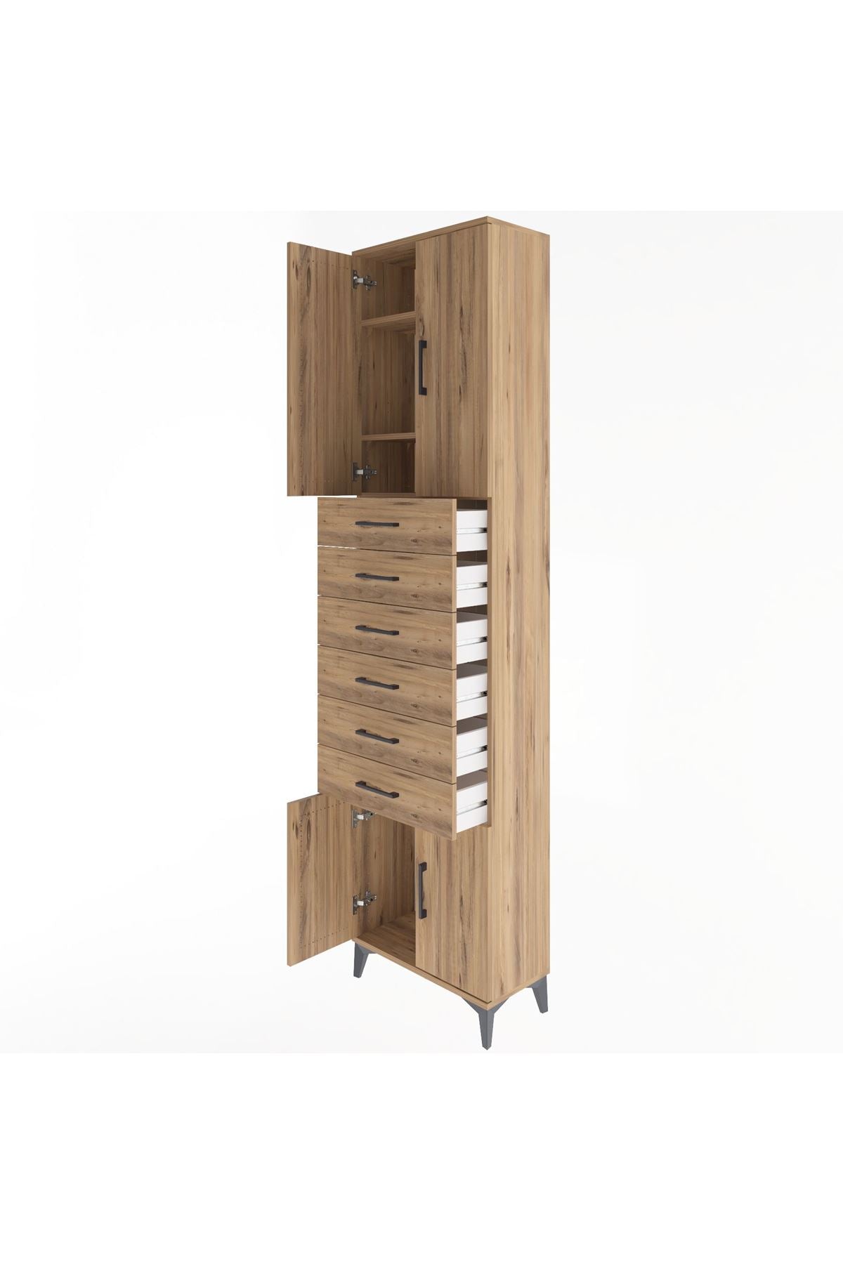 Arges Dolap 3 Raflı 6 Çekmeceli 4 Kapaklı 60x30x243 - S32M099V9A