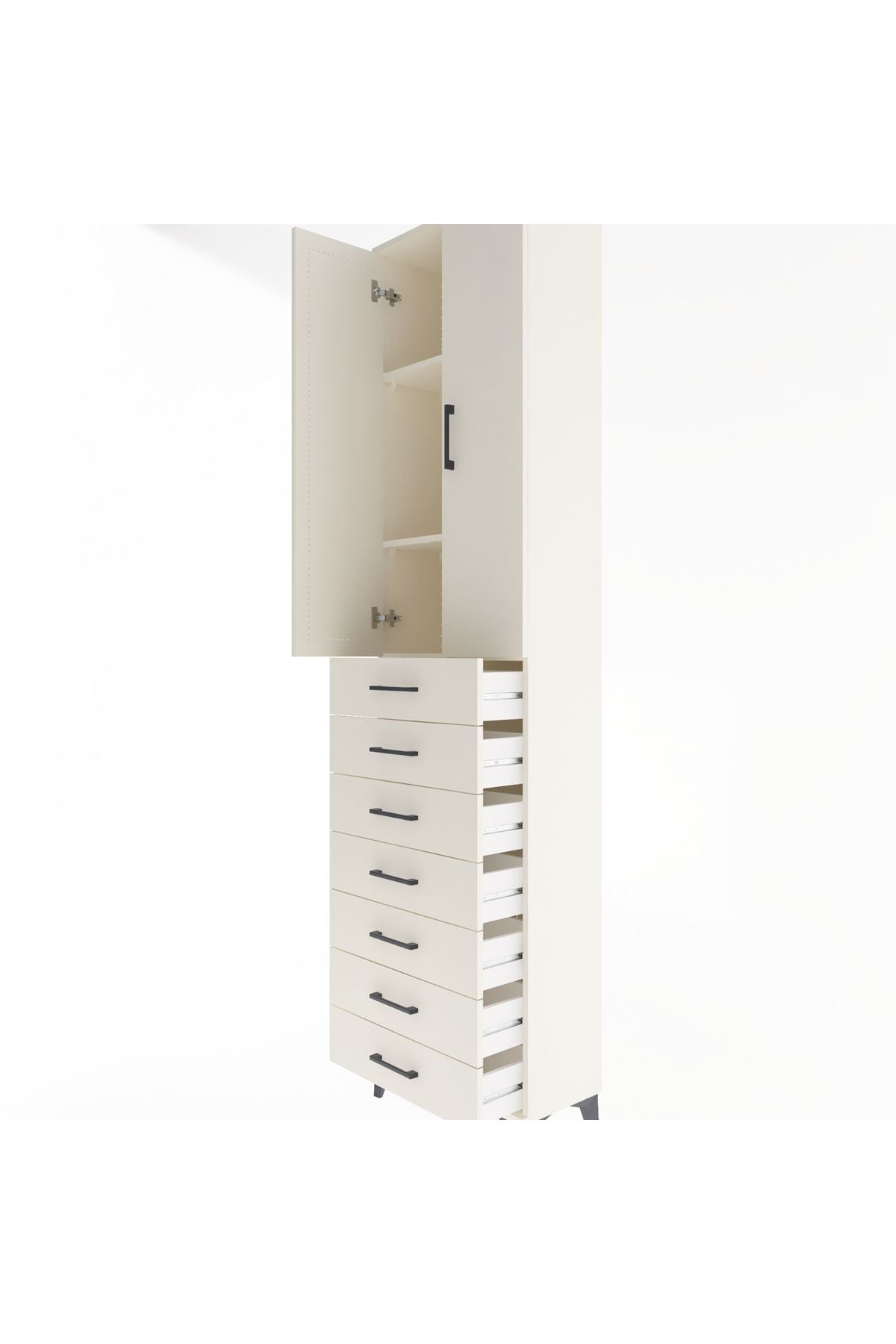 Arges Dolap 3 Raflı 7 Çekmeceli 2 Kapaklı 60x30x243 - S32M100V1A