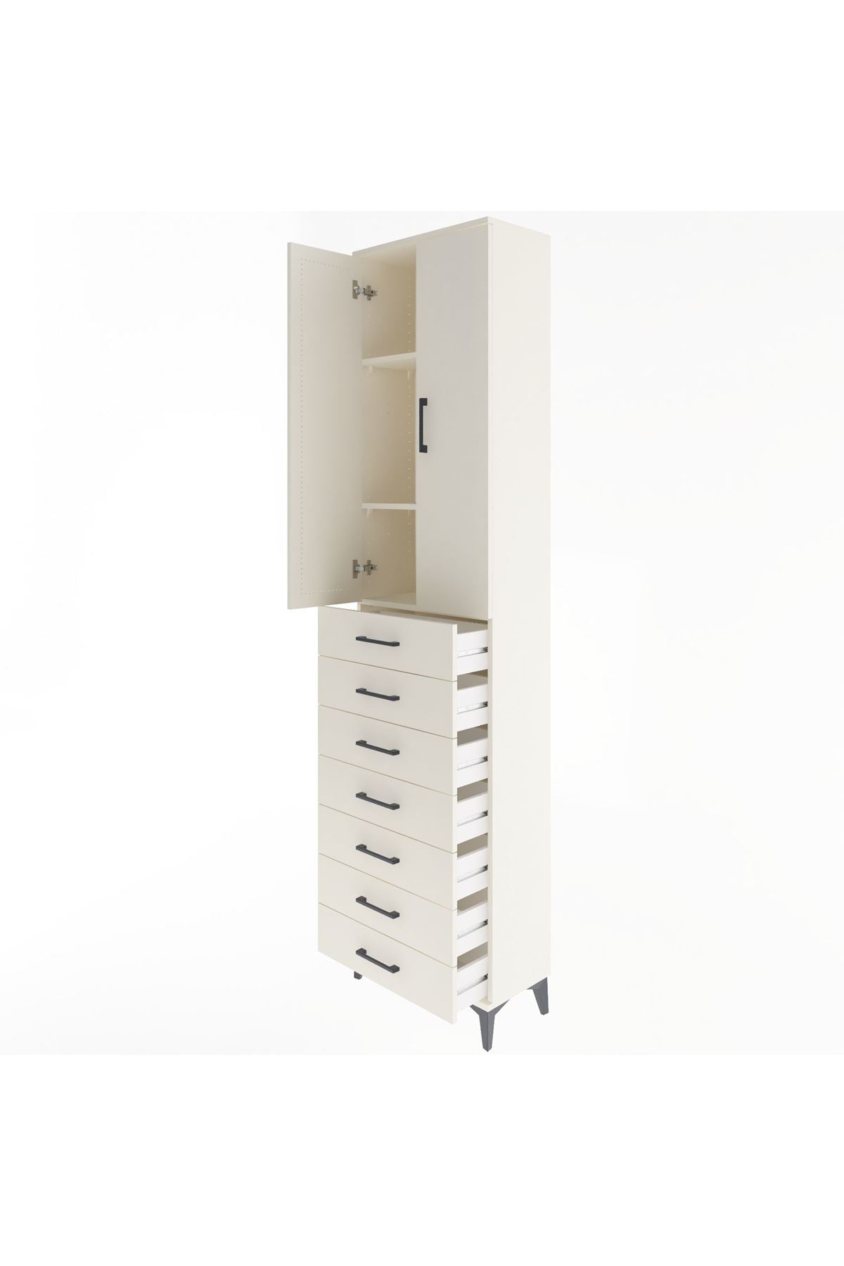 Arges Dolap 3 Raflı 7 Çekmeceli 2 Kapaklı 60x30x243 - S32M100V1A