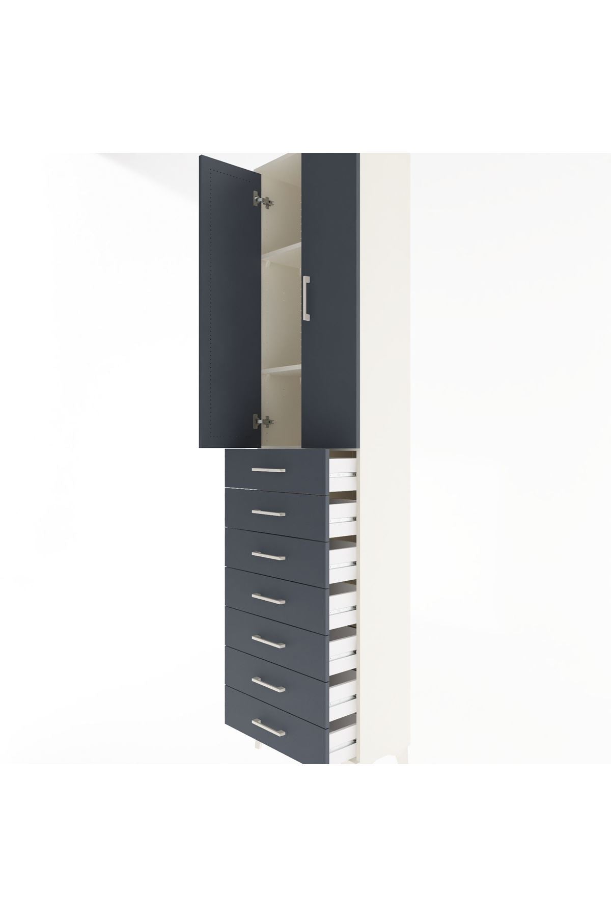 Arges Dolap 3 Raflı 7 Çekmeceli 2 Kapaklı 60x30x243 - S32M100V2A