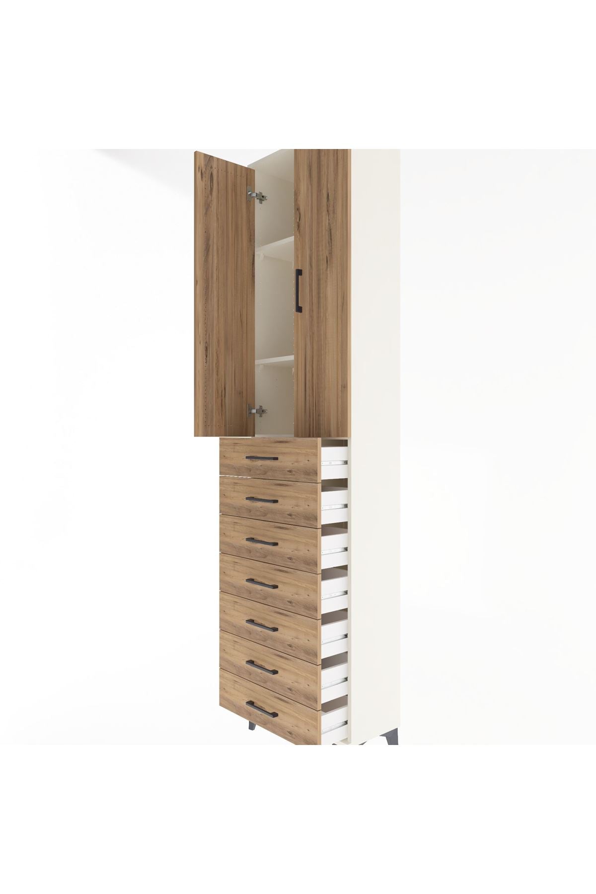 Arges Dolap 3 Raflı 7 Çekmeceli 2 Kapaklı 60x30x243 - S32M100V3A