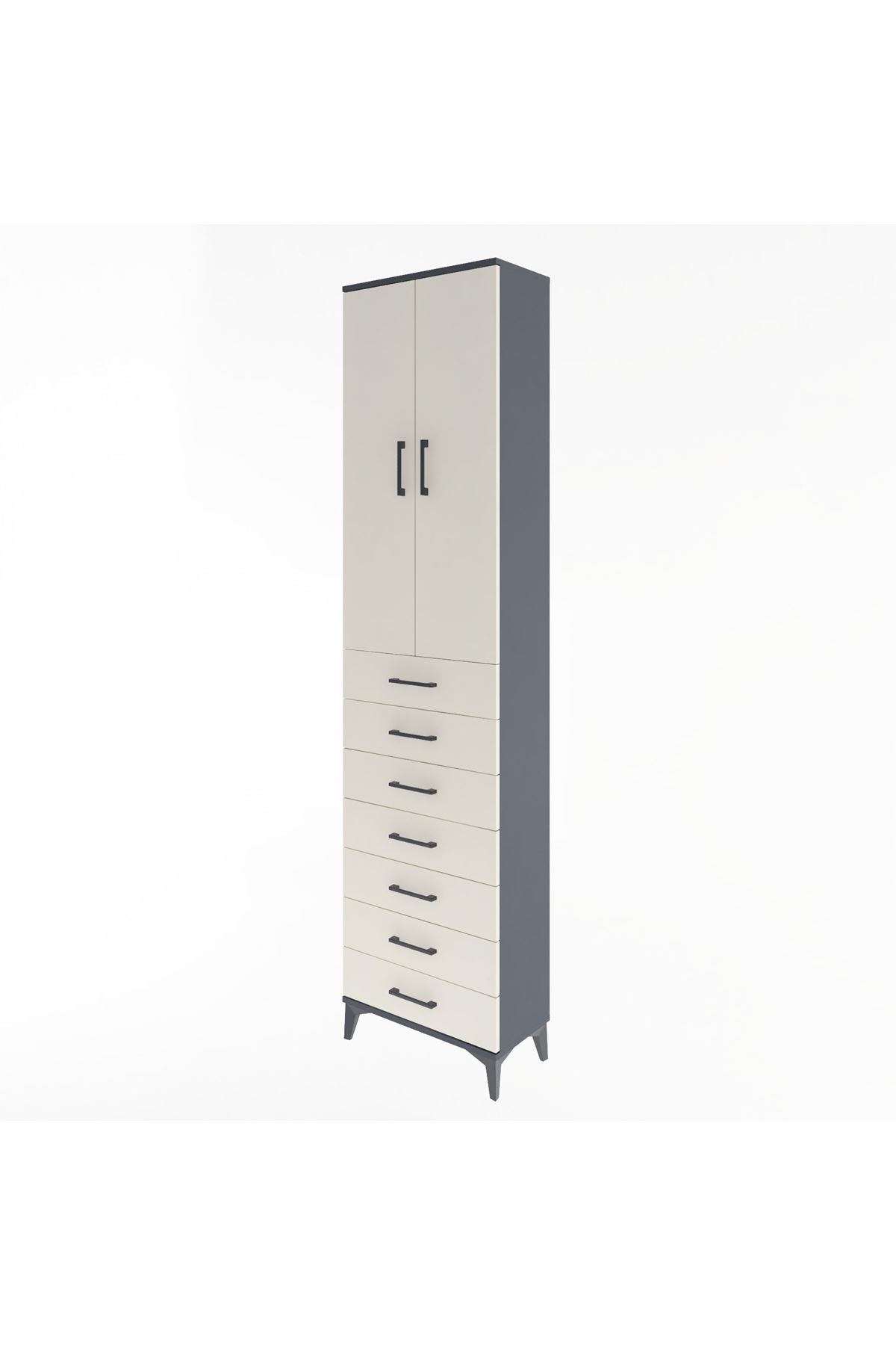 Arges Dolap 3 Raflı 7 Çekmeceli 2 Kapaklı 60x30x243 - S32M100V4A