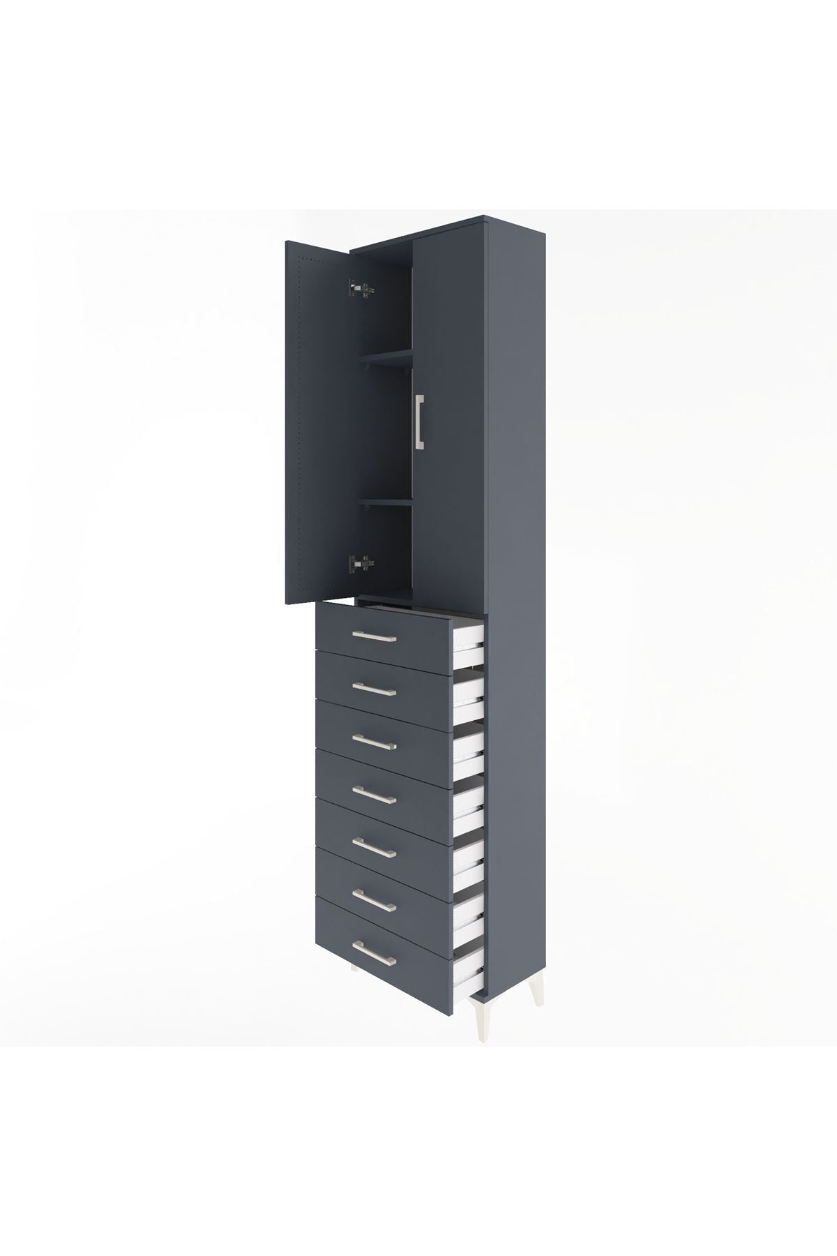 Arges Dolap 3 Raflı 7 Çekmeceli 2 Kapaklı 60x30x243 - S32M100V5A