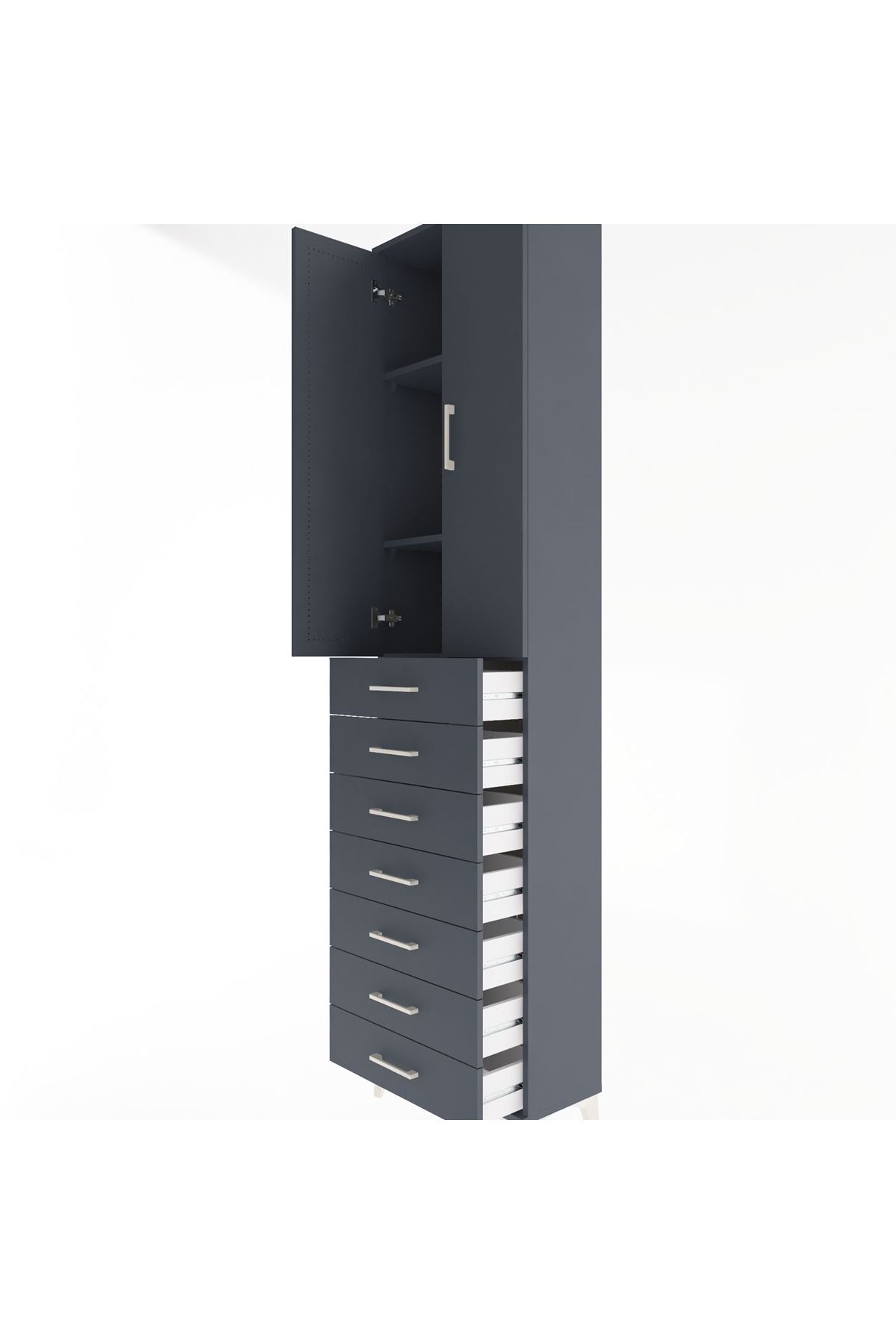 Arges Dolap 3 Raflı 7 Çekmeceli 2 Kapaklı 60x30x243 - S32M100V5A
