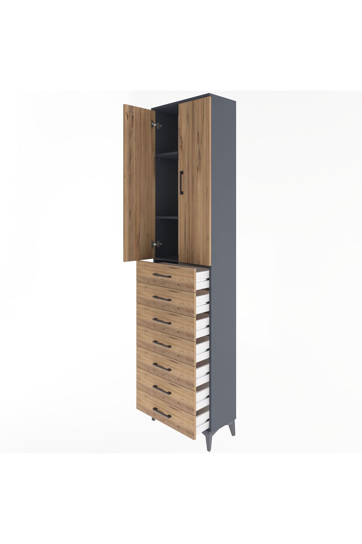 Arges Dolap 3 Raflı 7 Çekmeceli 2 Kapaklı 60x30x243 - S32M100V6A