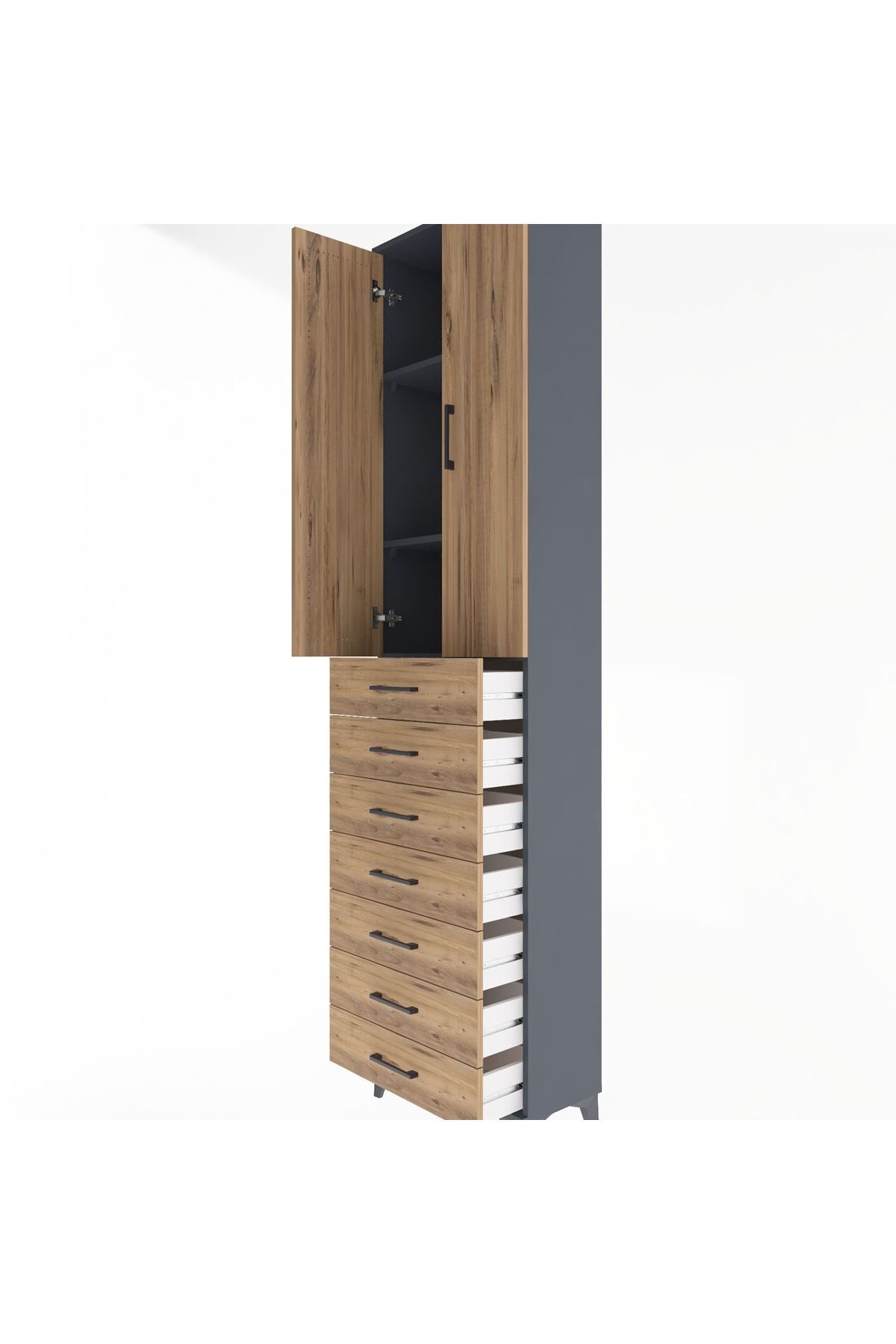 Arges Dolap 3 Raflı 7 Çekmeceli 2 Kapaklı 60x30x243 - S32M100V6A