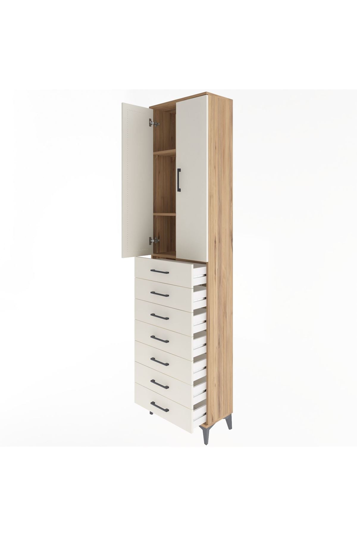 Arges Dolap 3 Raflı 7 Çekmeceli 2 Kapaklı 60x30x243 - S32M100V7A