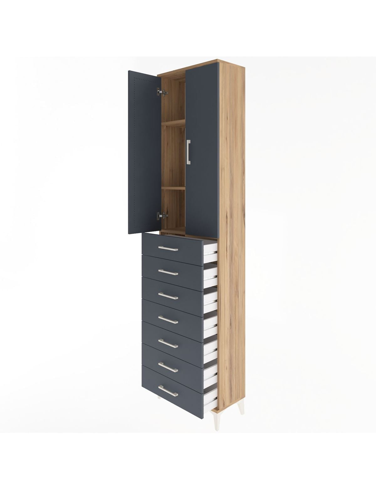 Arges Dolap 3 Raflı 7 Çekmeceli 2 Kapaklı 60x30x243 - S32M100V8A