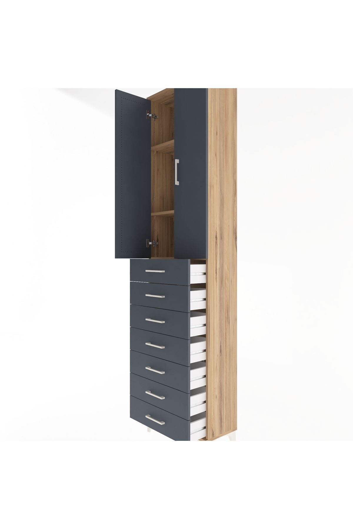 Arges Dolap 3 Raflı 7 Çekmeceli 2 Kapaklı 60x30x243 - S32M100V8A