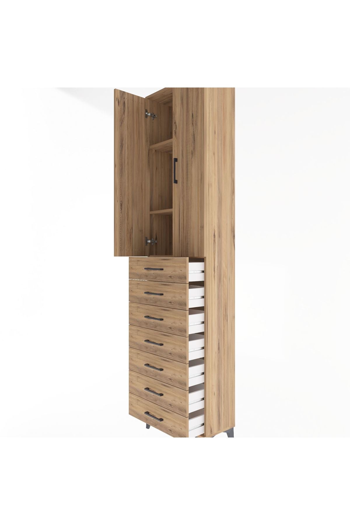 Arges Dolap 3 Raflı 7 Çekmeceli 2 Kapaklı 60x30x243 - S32M100V9A