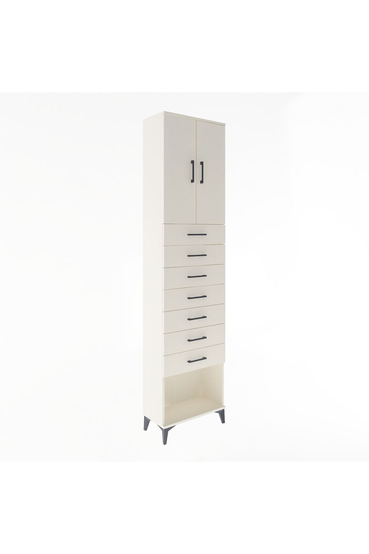Arges Dolap 2 Raflı 7 Çekmeceli 2 Kapaklı 60x30x243 - S32M101V1A