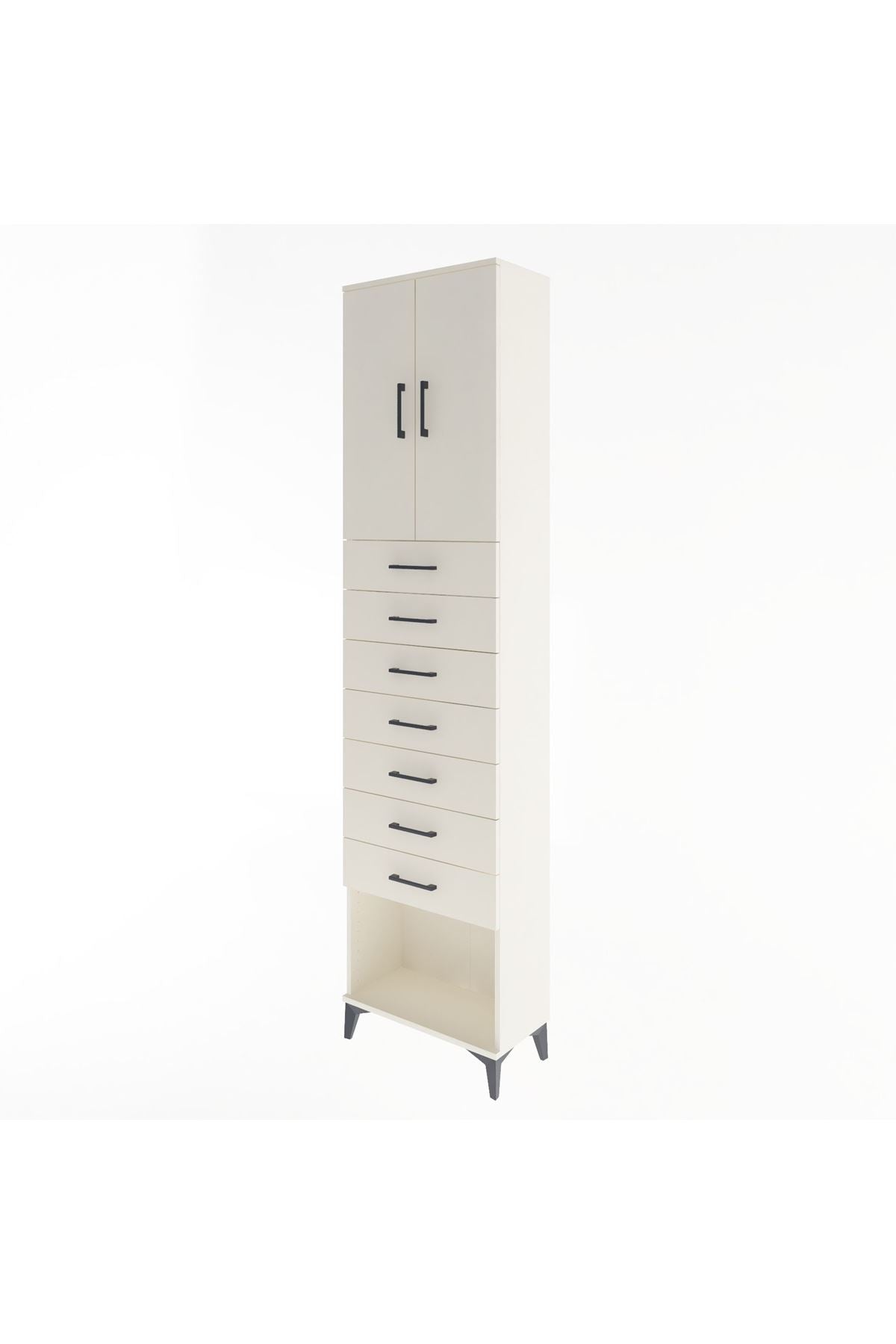 Arges Dolap 2 Raflı 7 Çekmeceli 2 Kapaklı 60x30x243 - S32M101V1A