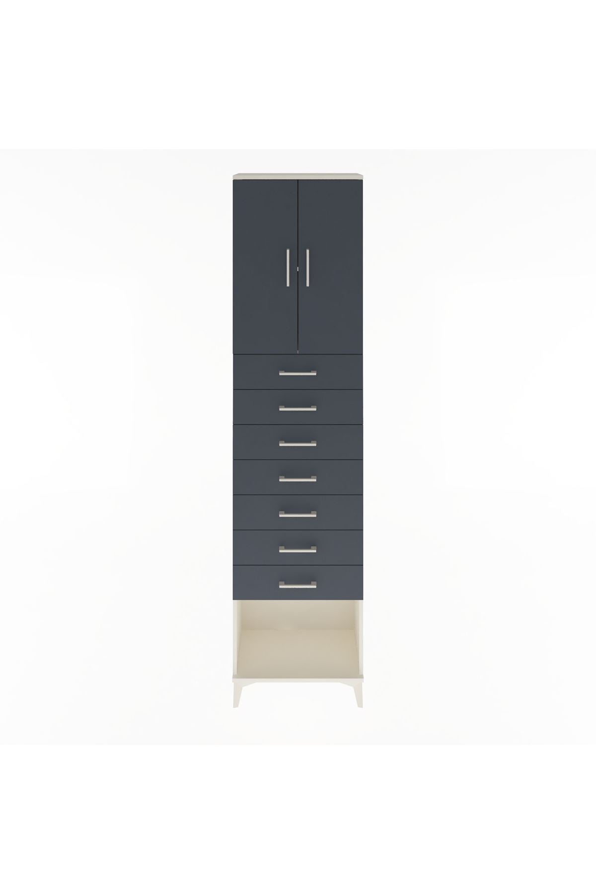 Arges Dolap 2 Raflı 7 Çekmeceli 2 Kapaklı 60x30x243 - S32M101V2A