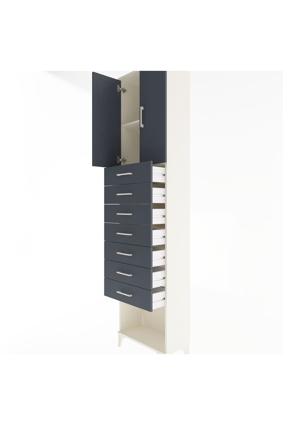 Arges Dolap 2 Raflı 7 Çekmeceli 2 Kapaklı 60x30x243 - S32M101V2A