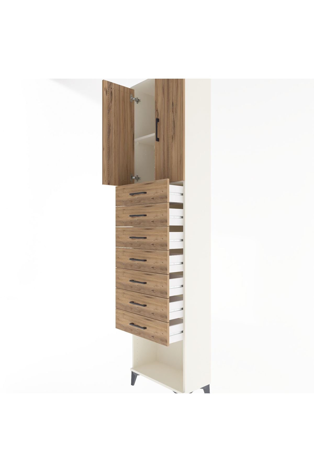 Arges Dolap 2 Raflı 7 Çekmeceli 2 Kapaklı 60x30x243 - S32M101V3A