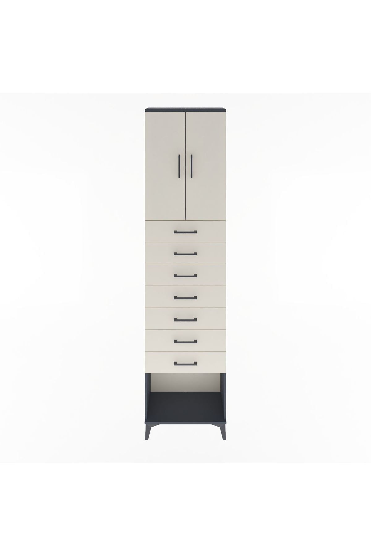 Arges Dolap 2 Raflı 7 Çekmeceli 2 Kapaklı 60x30x243 - S32M101V4A