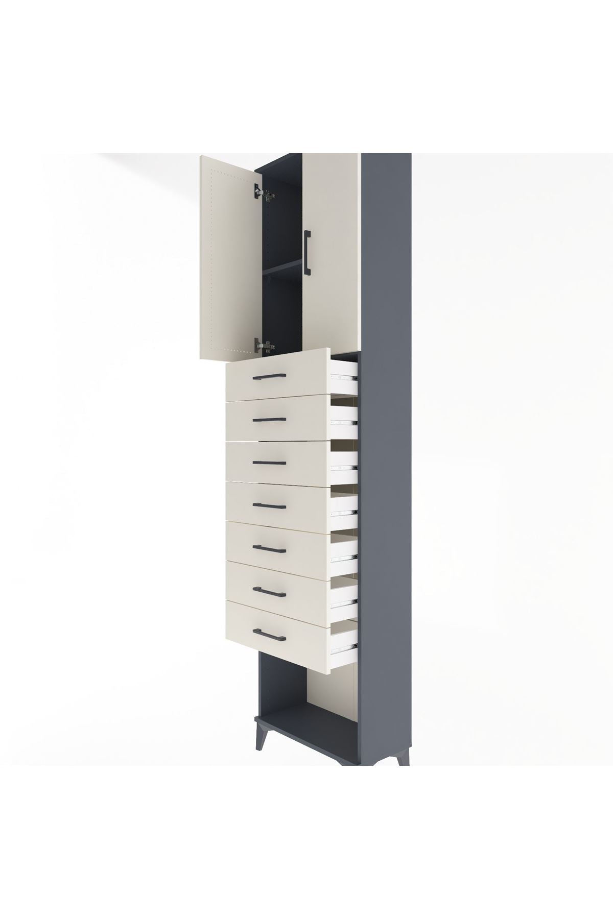Arges Dolap 2 Raflı 7 Çekmeceli 2 Kapaklı 60x30x243 - S32M101V4A
