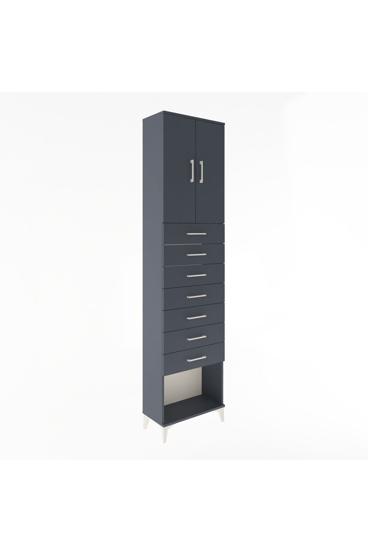 Arges Dolap 2 Raflı 7 Çekmeceli 2 Kapaklı 60x30x243 - S32M101V5A