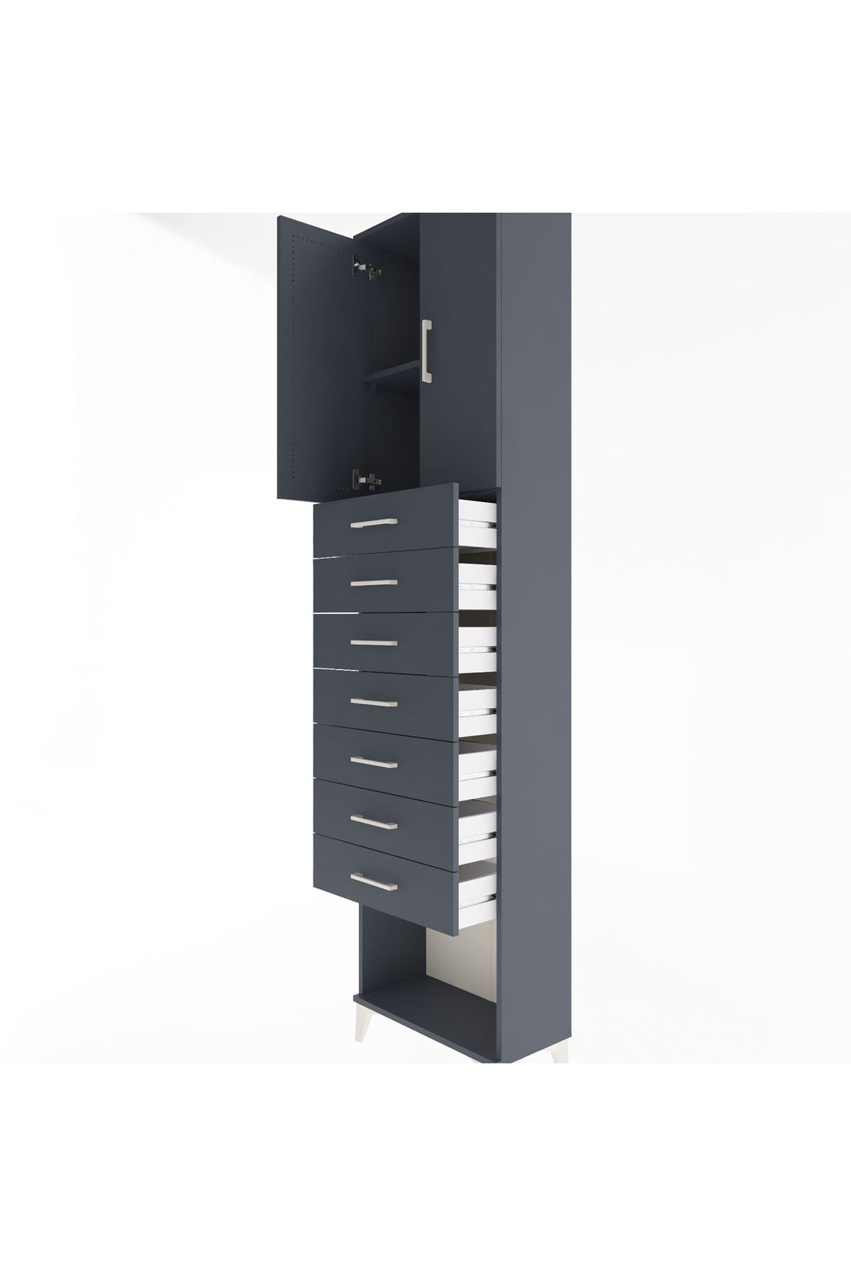 Arges Dolap 2 Raflı 7 Çekmeceli 2 Kapaklı 60x30x243 - S32M101V5A