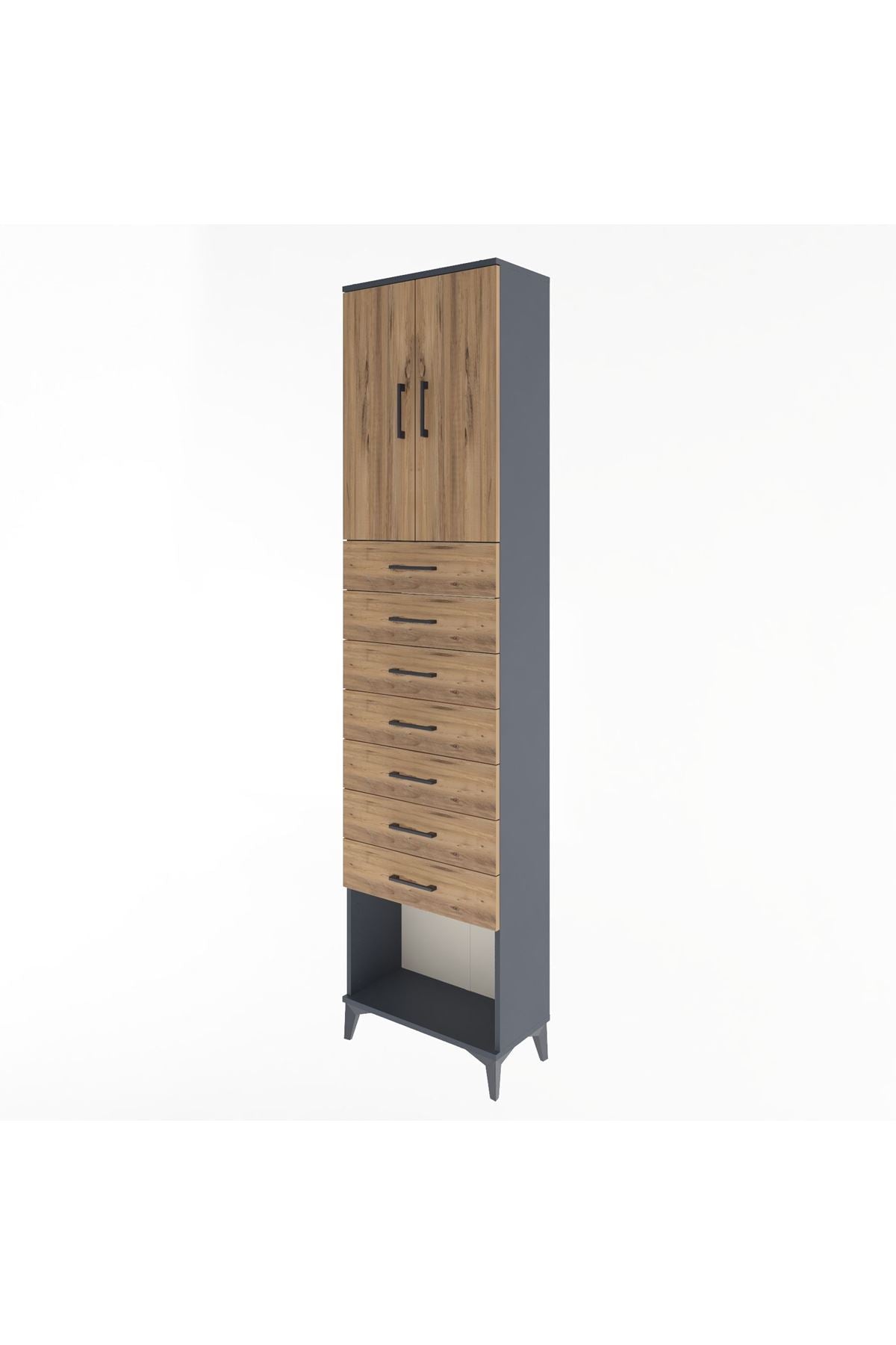 Arges Dolap 2 Raflı 7 Çekmeceli 2 Kapaklı 60x30x243 - S32M101V6A