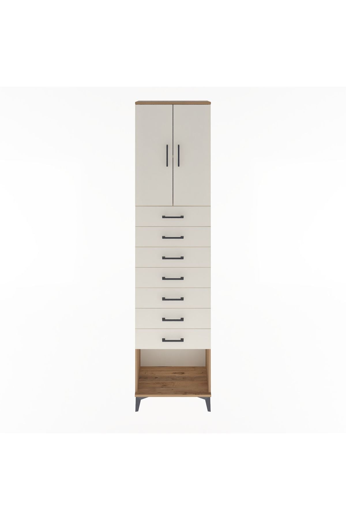 Arges Dolap 2 Raflı 7 Çekmeceli 2 Kapaklı 60x30x243 - S32M101V7A