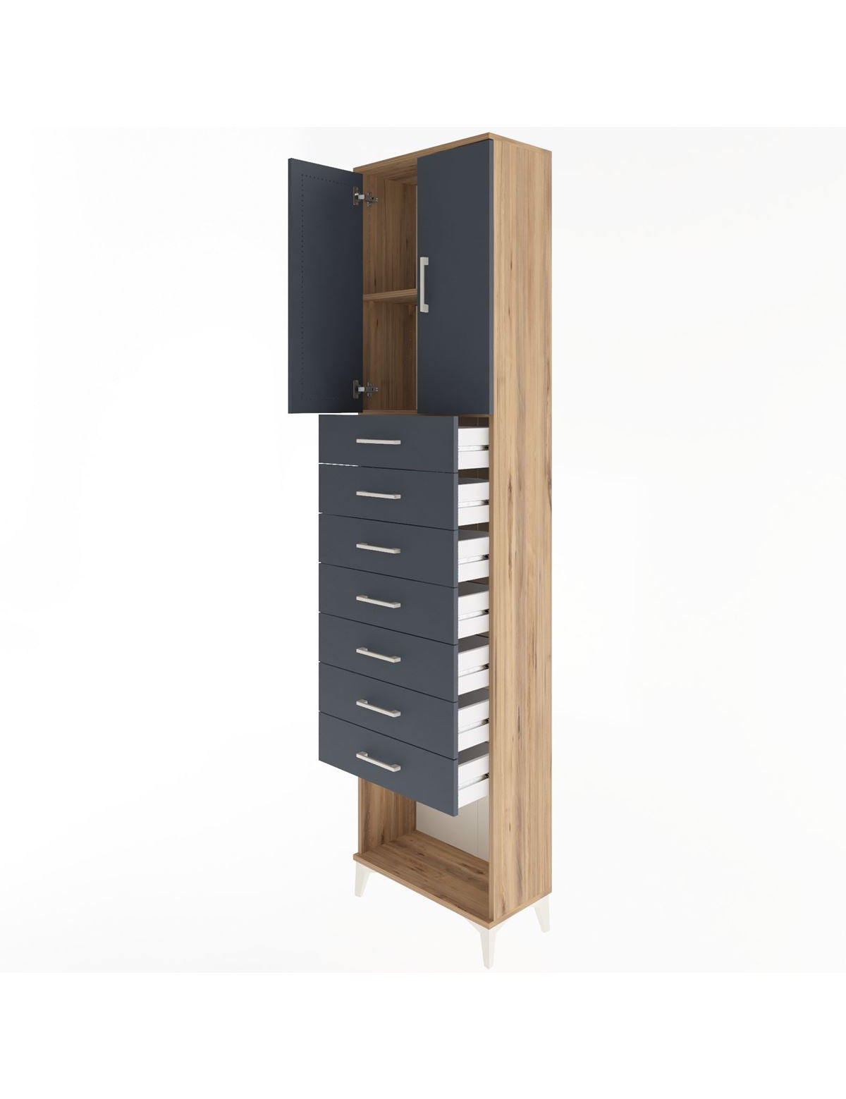 Arges Dolap 2 Raflı 7 Çekmeceli 2 Kapaklı 60x30x243 - S32M101V8A