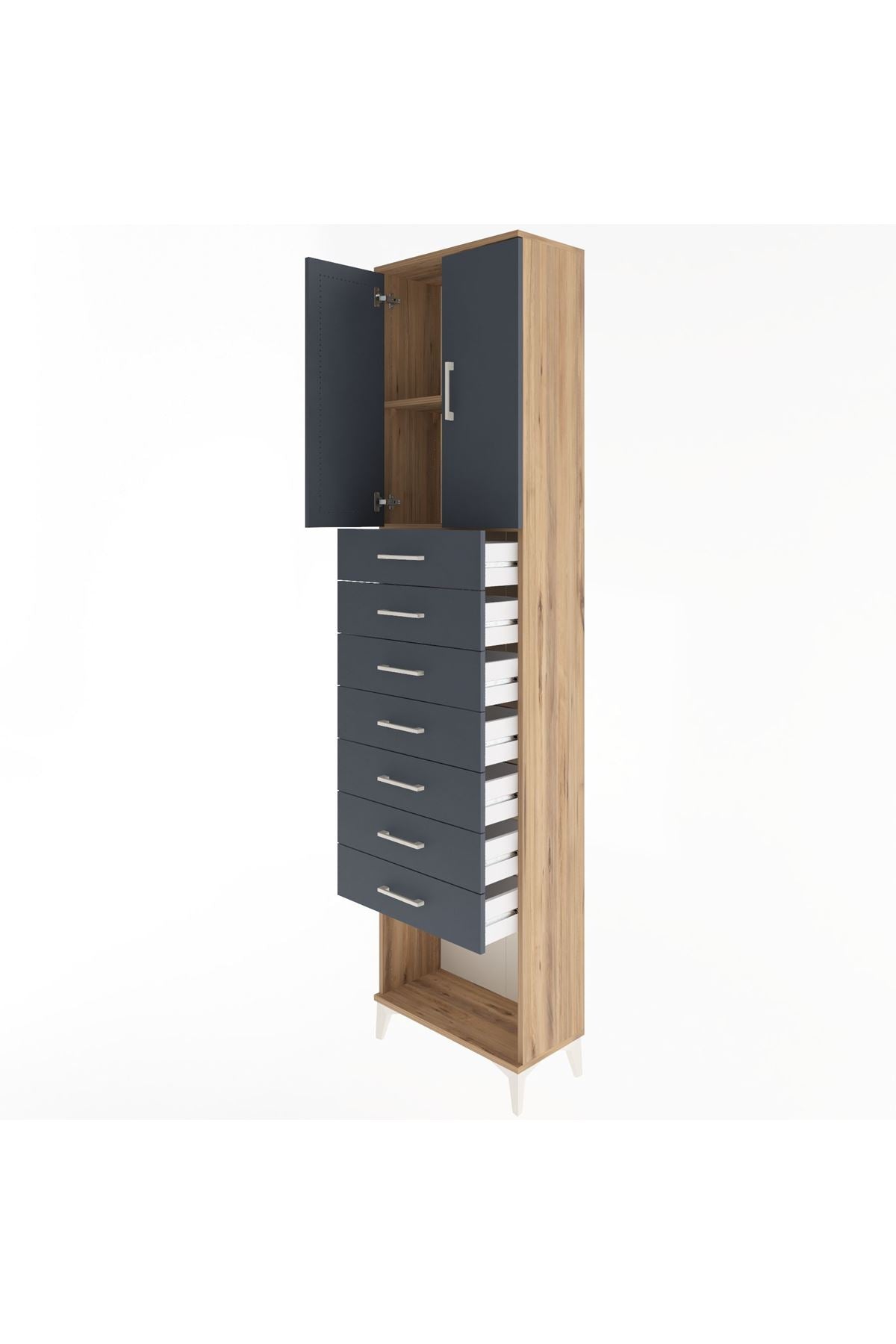 Arges Dolap 2 Raflı 7 Çekmeceli 2 Kapaklı 60x30x243 - S32M101V8A