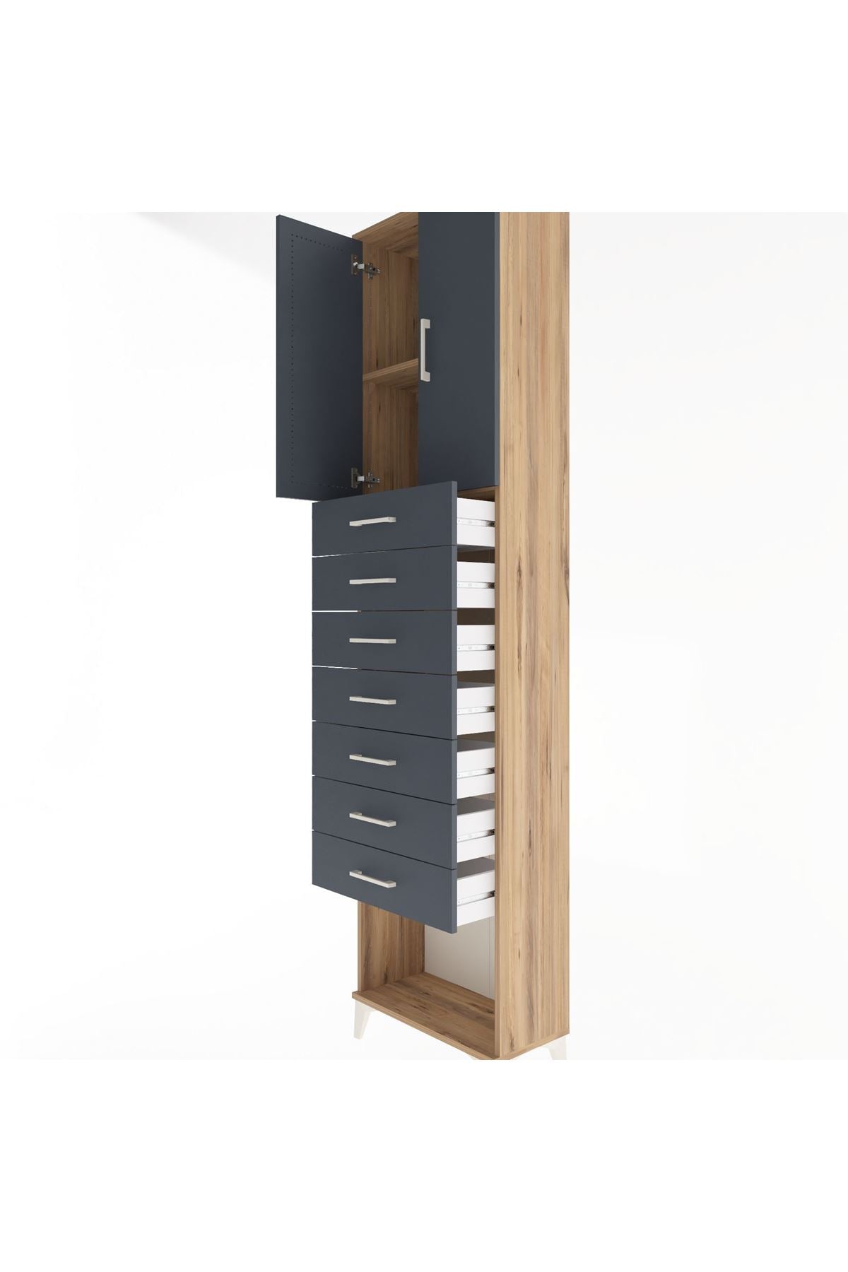 Arges Dolap 2 Raflı 7 Çekmeceli 2 Kapaklı 60x30x243 - S32M101V8A