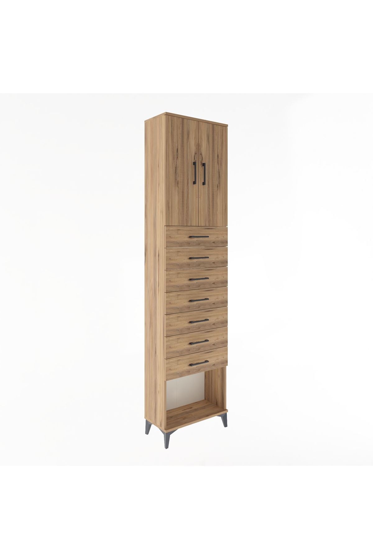 Arges Dolap 2 Raflı 7 Çekmeceli 2 Kapaklı 60x30x243 - S32M101V9A