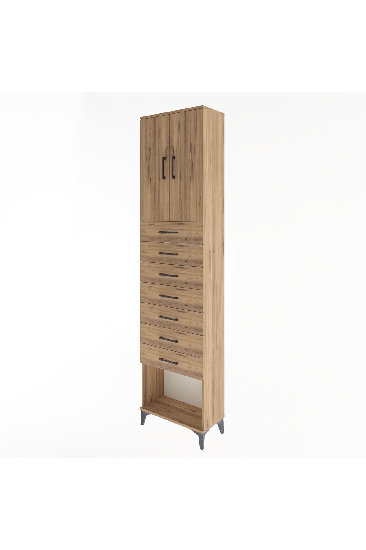 Arges Dolap 2 Raflı 7 Çekmeceli 2 Kapaklı 60x30x243 - S32M101V9A