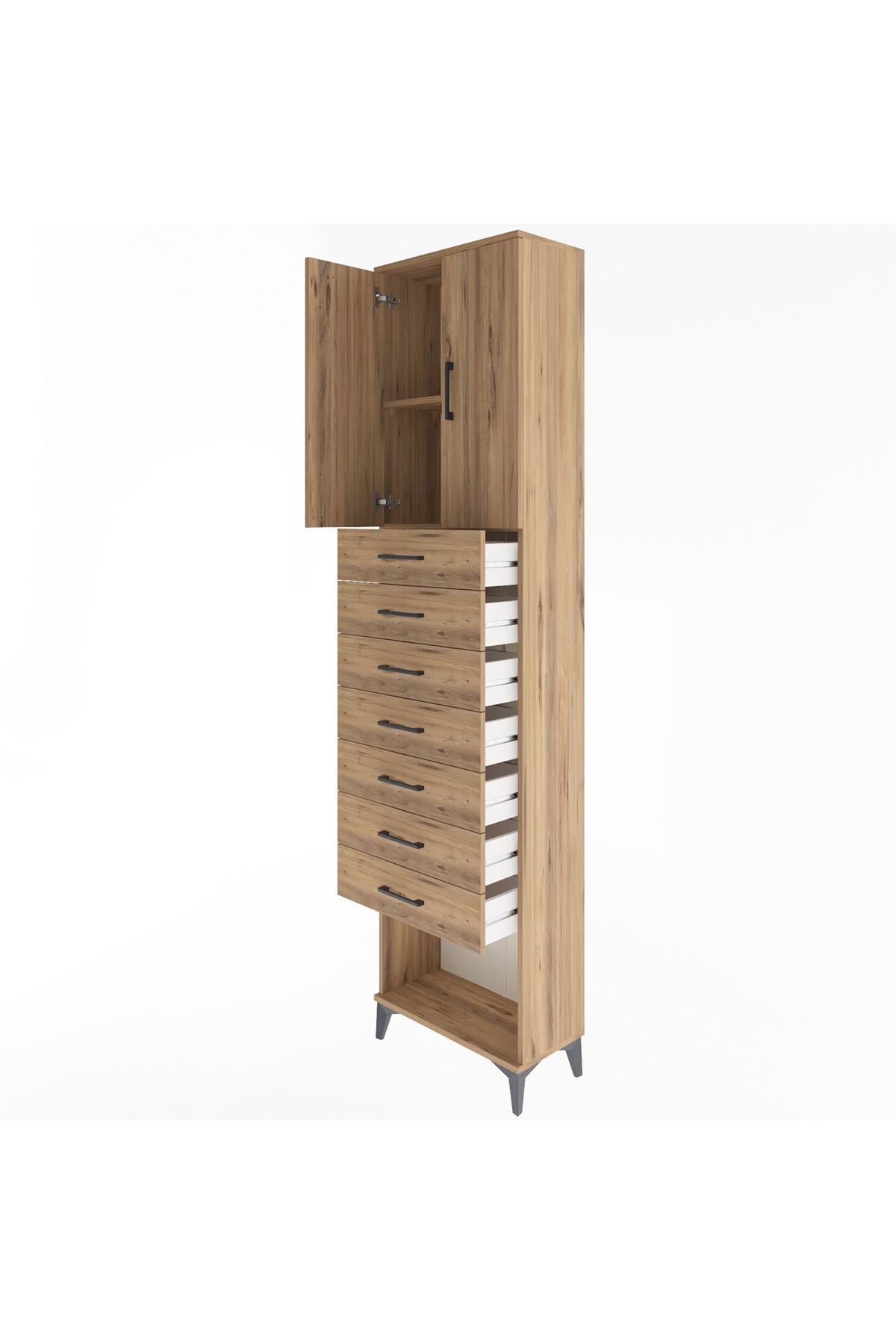 Arges Dolap 2 Raflı 7 Çekmeceli 2 Kapaklı 60x30x243 - S32M101V9A