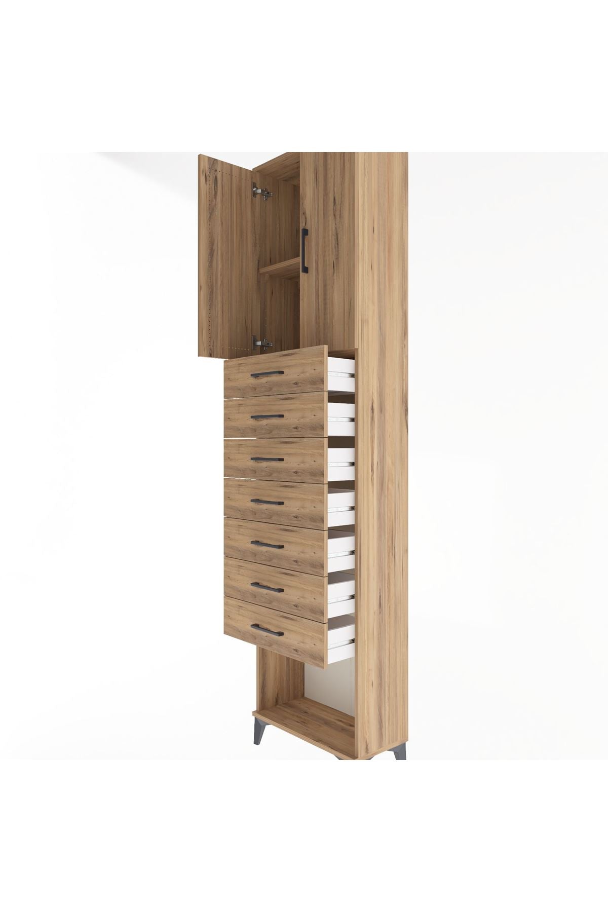 Arges Dolap 2 Raflı 7 Çekmeceli 2 Kapaklı 60x30x243 - S32M101V9A