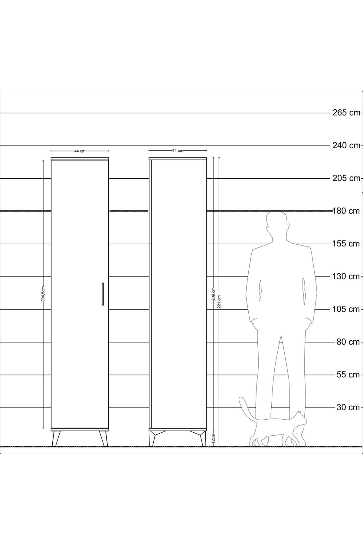 Hyperion Dolap 2 Raflı Tek Kapaklı Tek Askılı 44x44x221 - S61M002V4B