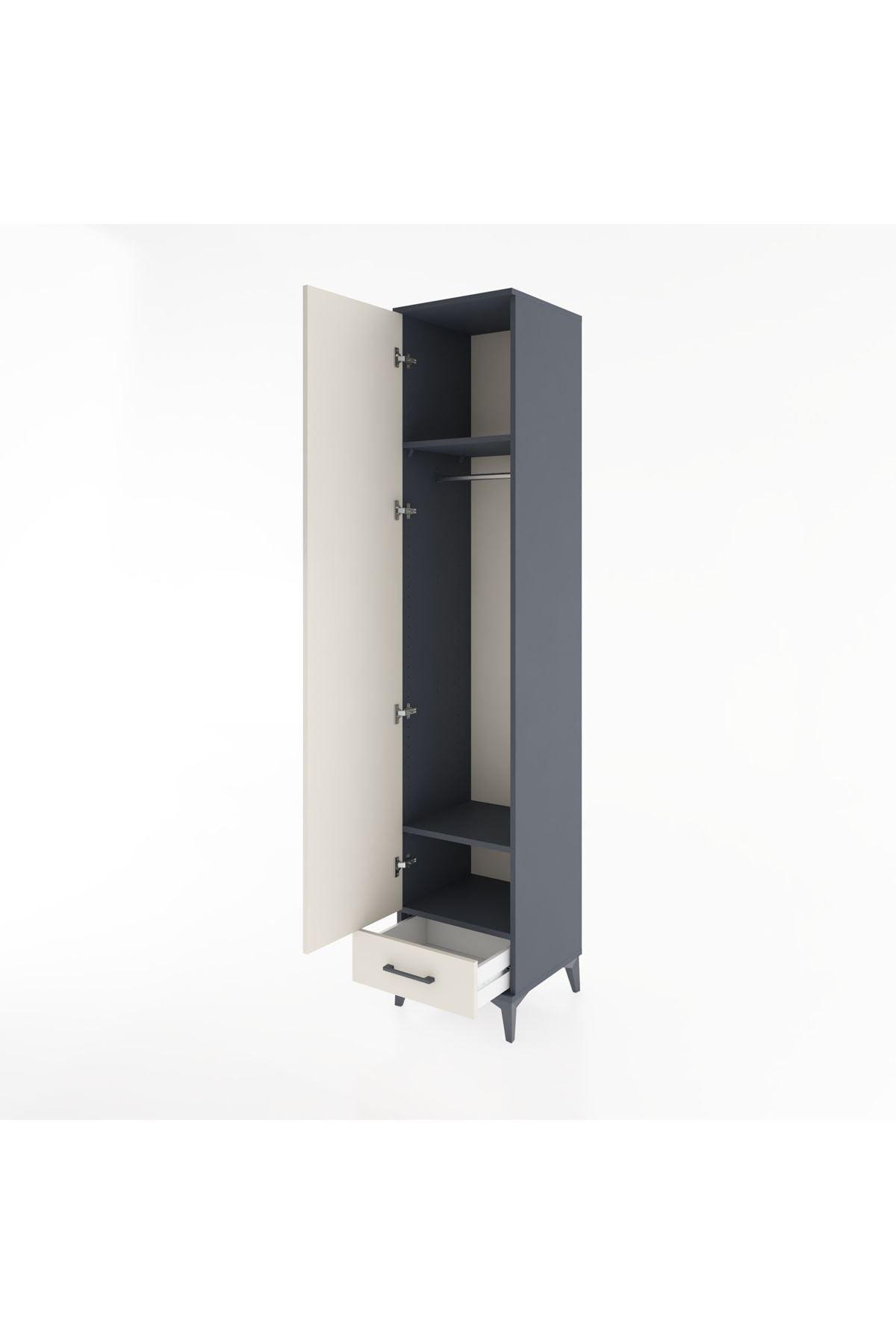 Hyperion Dolap 3 Raflı Tek Çekmeceli Tek Askılı 44x44x221 - S61M003V4B