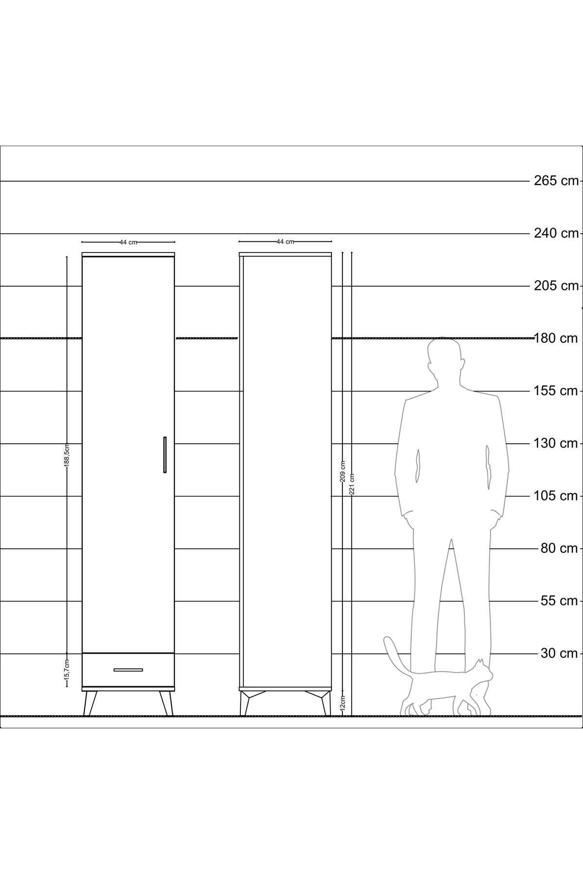 Hyperion Dolap 5 Raflı Tek Çekmeceli Tek Kapaklı 44x44x221 - S61M004V8B