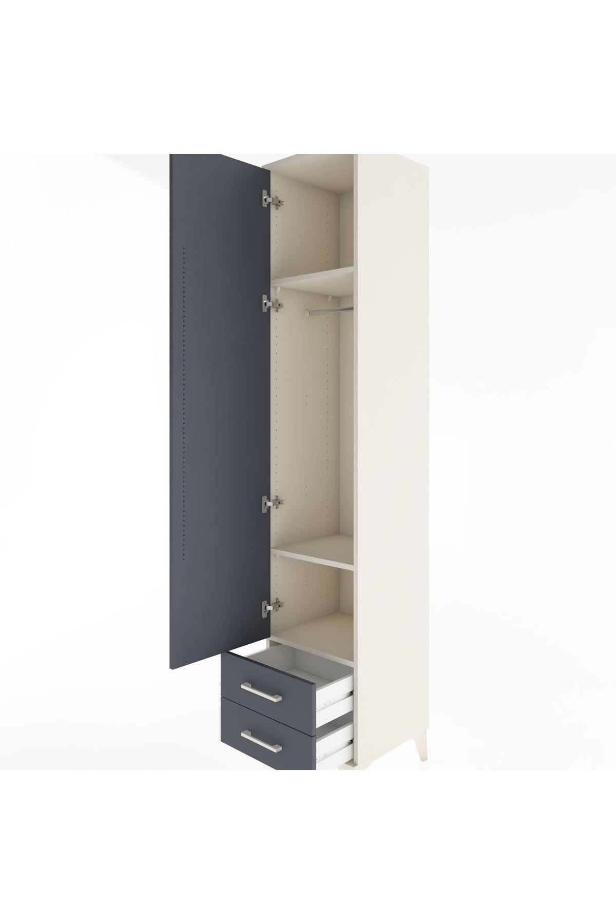 Hyperion Dolap 3 Raflı 2 Çekmeceli Tek Askılı 44x44x221 - S61M009V2B