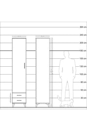 Hyperion Dolap 3 Raflı 2 Çekmeceli Tek Askılı 44x44x221 - S61M009V3B