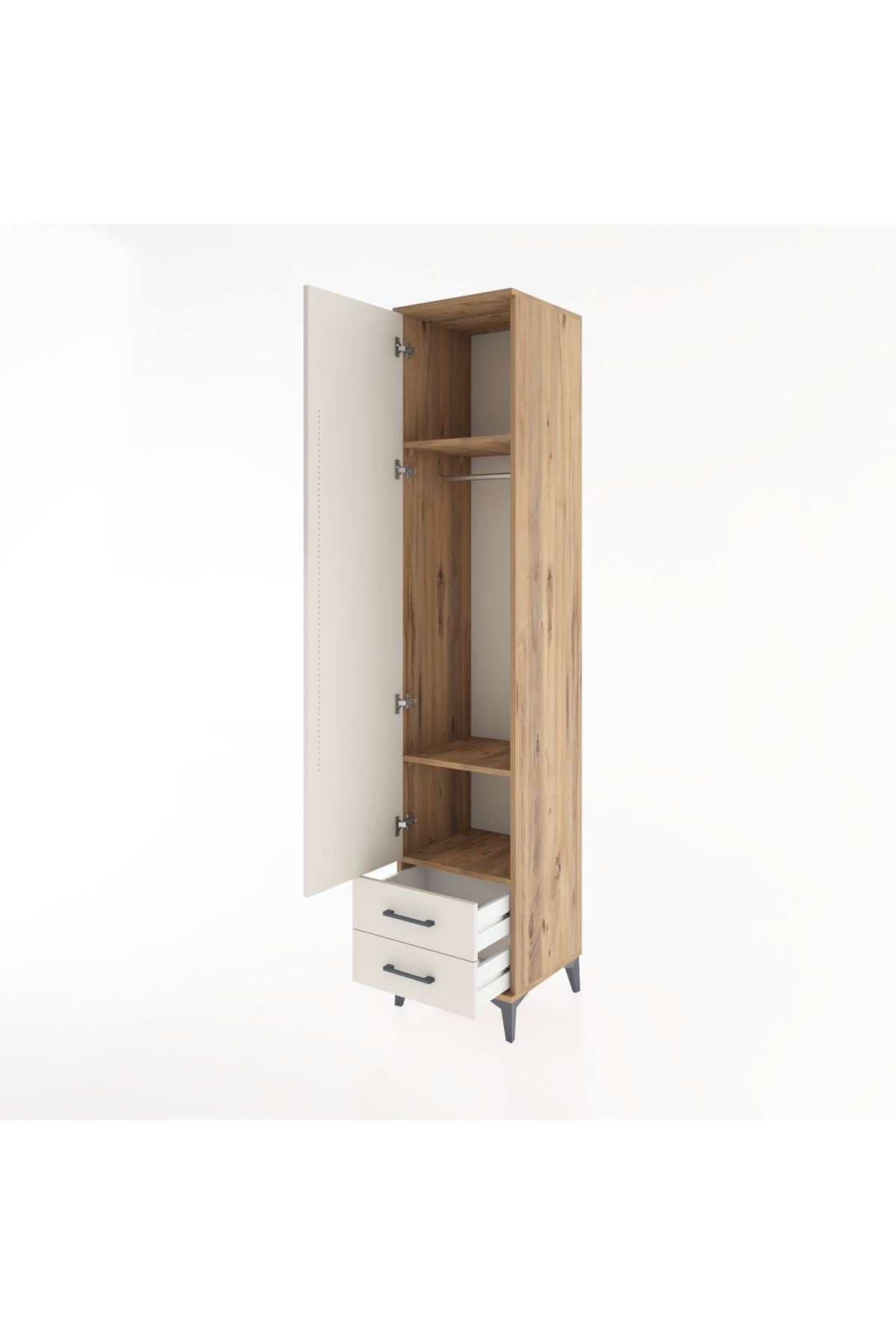 Hyperion Dolap 3 Raflı 2 Çekmeceli Tek Askılı 44x44x221 - S61M009V7B