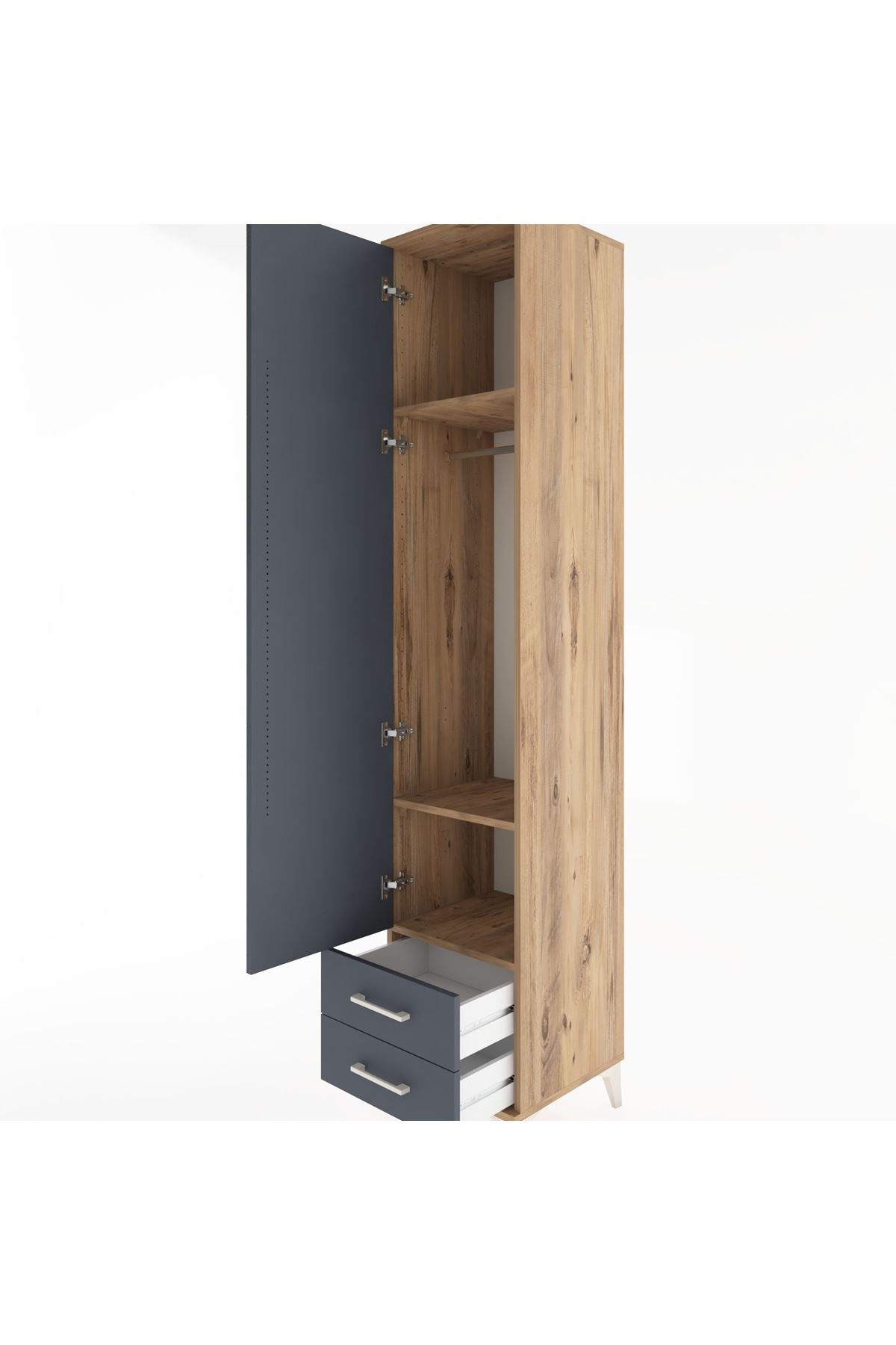 Hyperion Dolap 3 Raflı 2 Çekmeceli Tek Askılı 44x44x221 - S61M009V8B