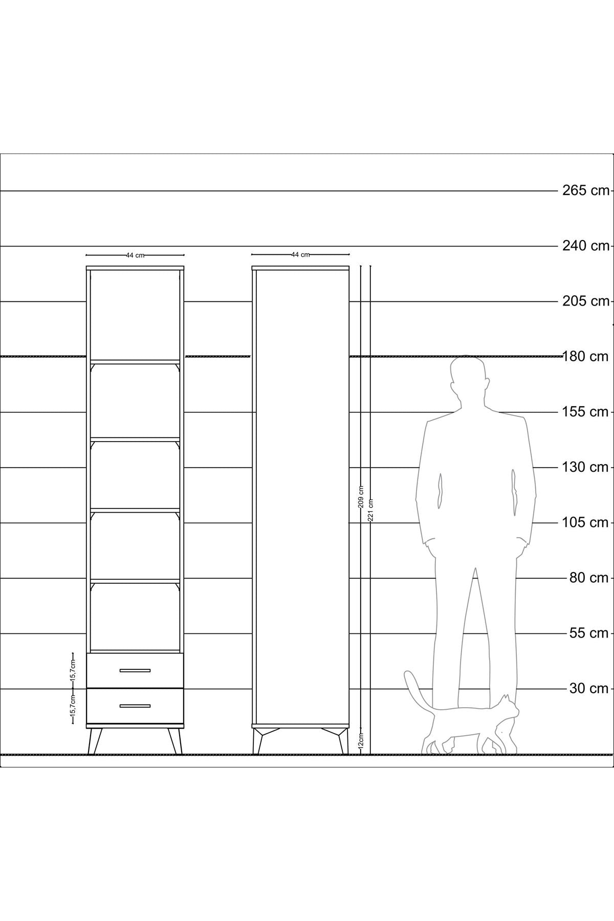 Hyperion Dolap 5 Raflı 2 Çekmeceli 44x44x221 - S61M011V5B