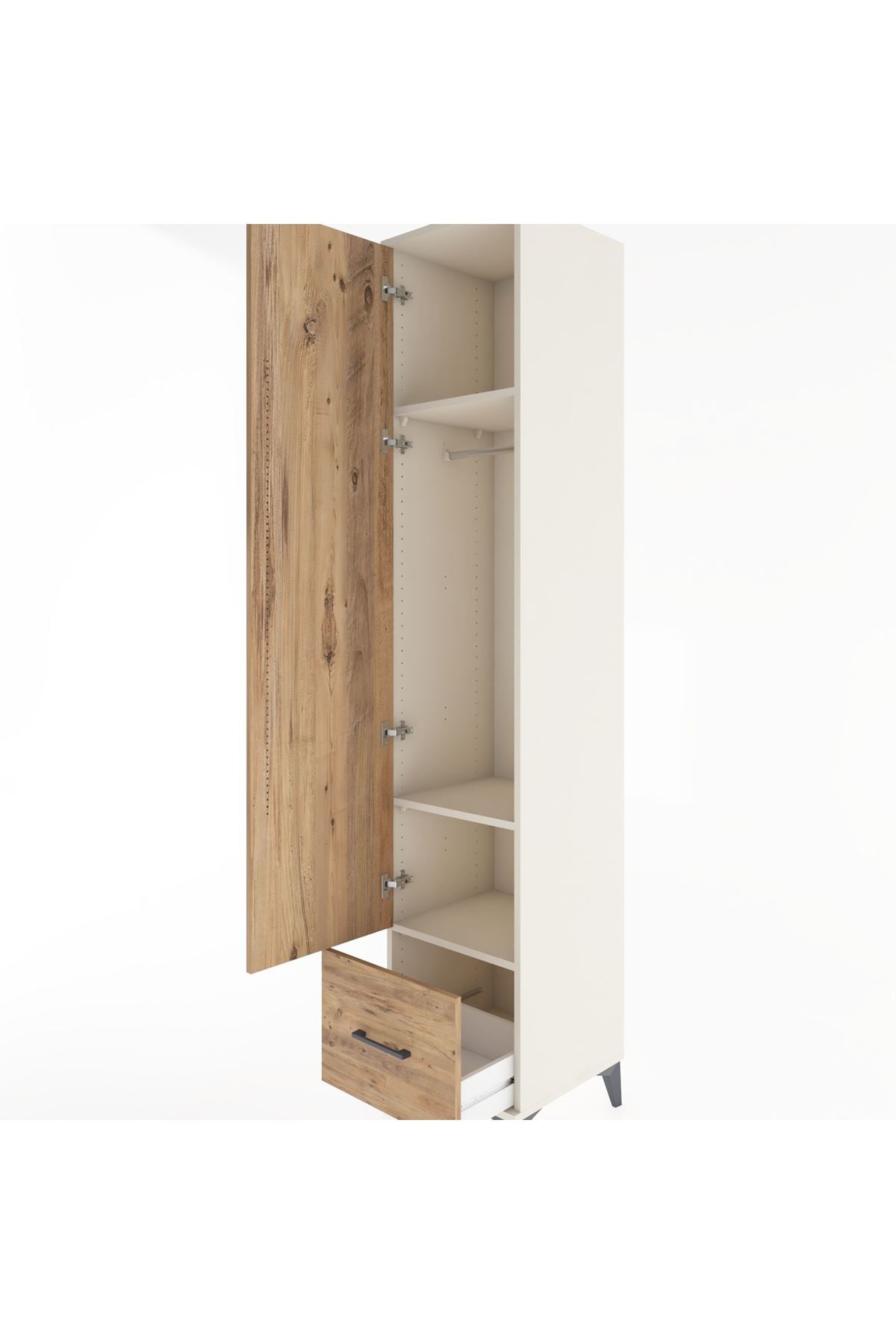 Hyperion Dolap 3 Raflı Tek Çekmeceli Tek Askılı 44x44x221 - S61M012V3B