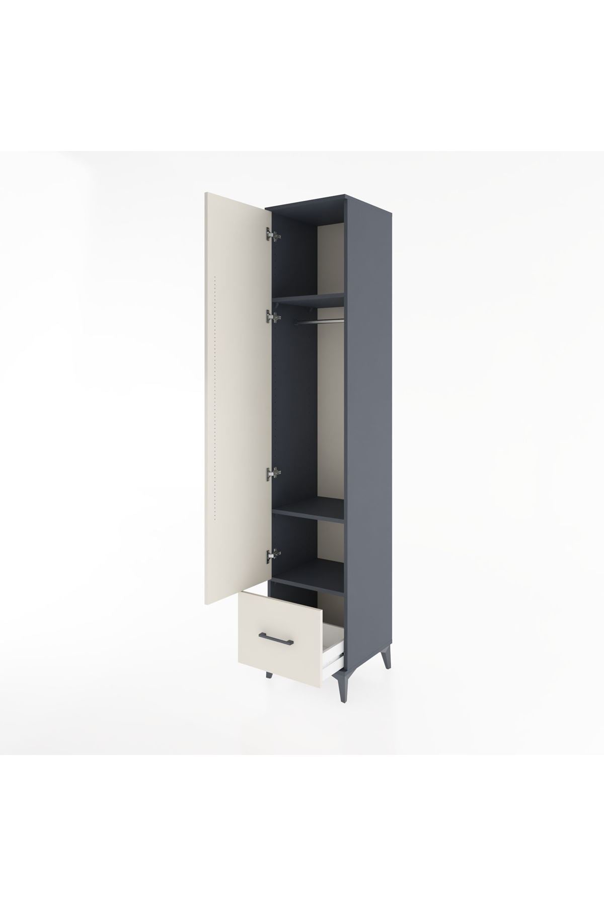 Hyperion Dolap 3 Raflı Tek Çekmeceli Tek Askılı 44x44x221 - S61M012V4B