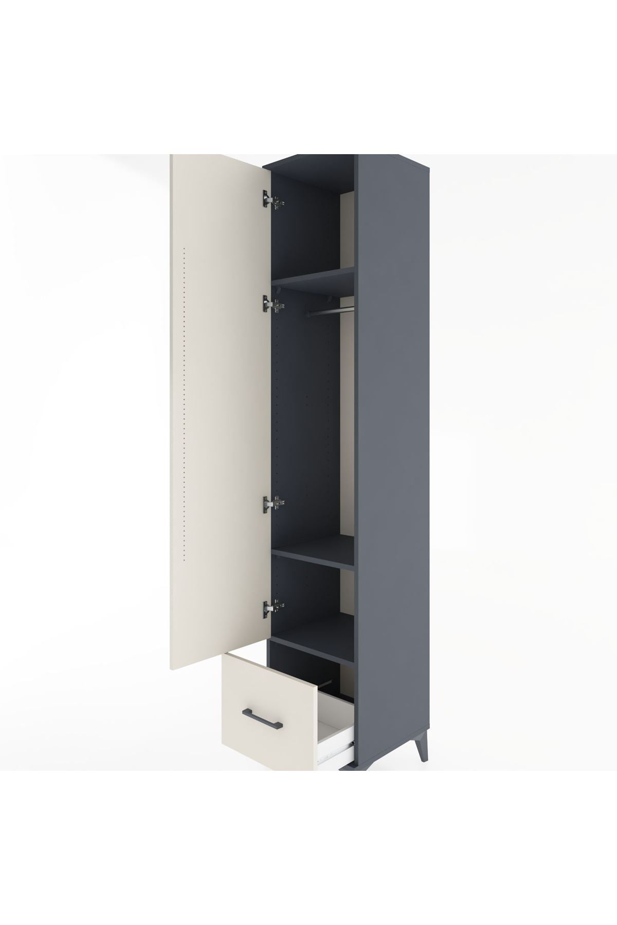 Hyperion Dolap 3 Raflı Tek Çekmeceli Tek Askılı 44x44x221 - S61M012V4B