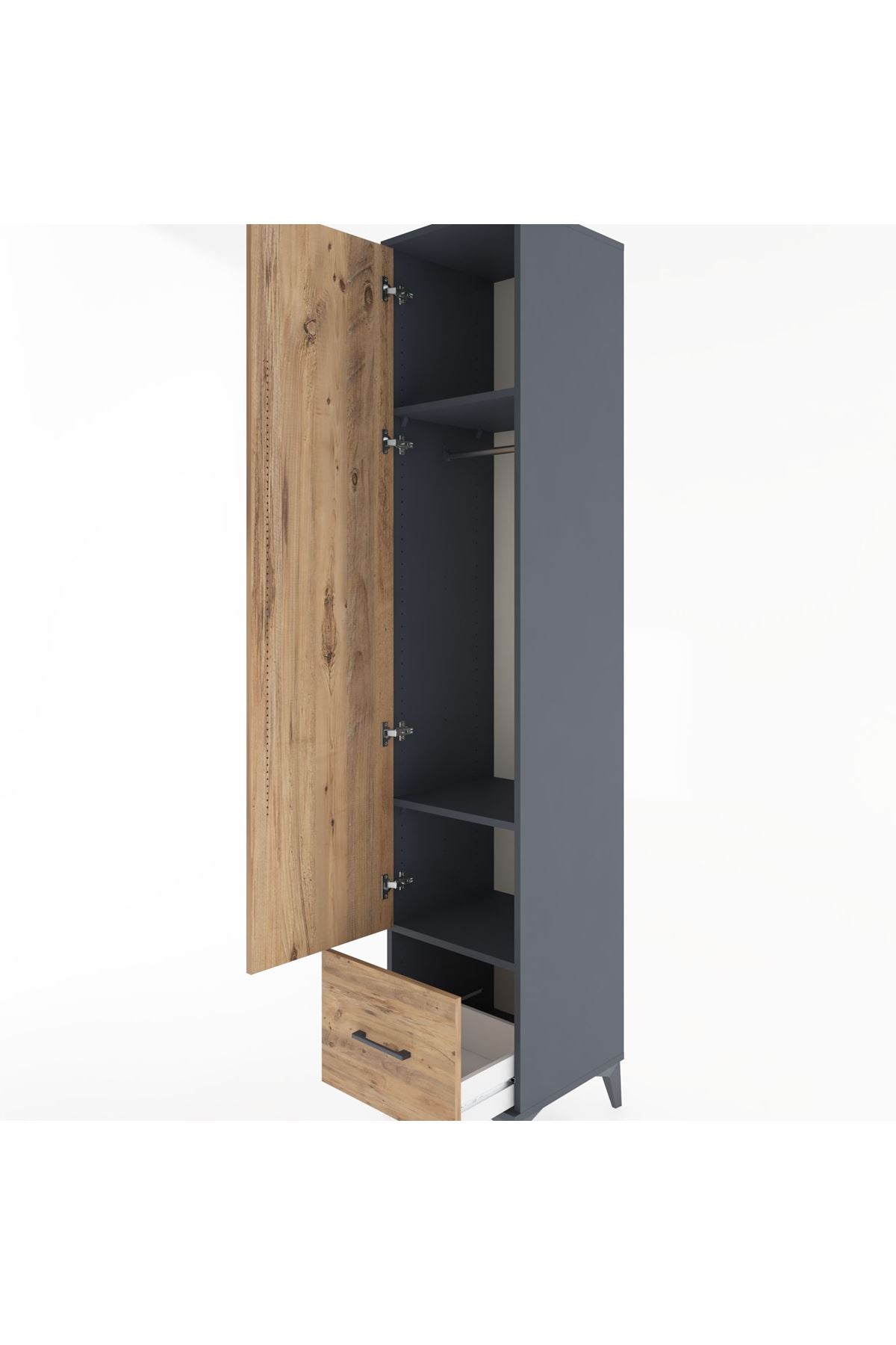 Hyperion Dolap 3 Raflı Tek Çekmeceli Tek Askılı 44x44x221 - S61M012V6B
