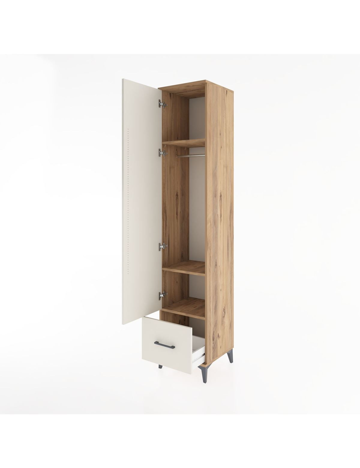 Hyperion Dolap 3 Raflı Tek Çekmeceli Tek Askılı 44x44x221 - S61M012V7B