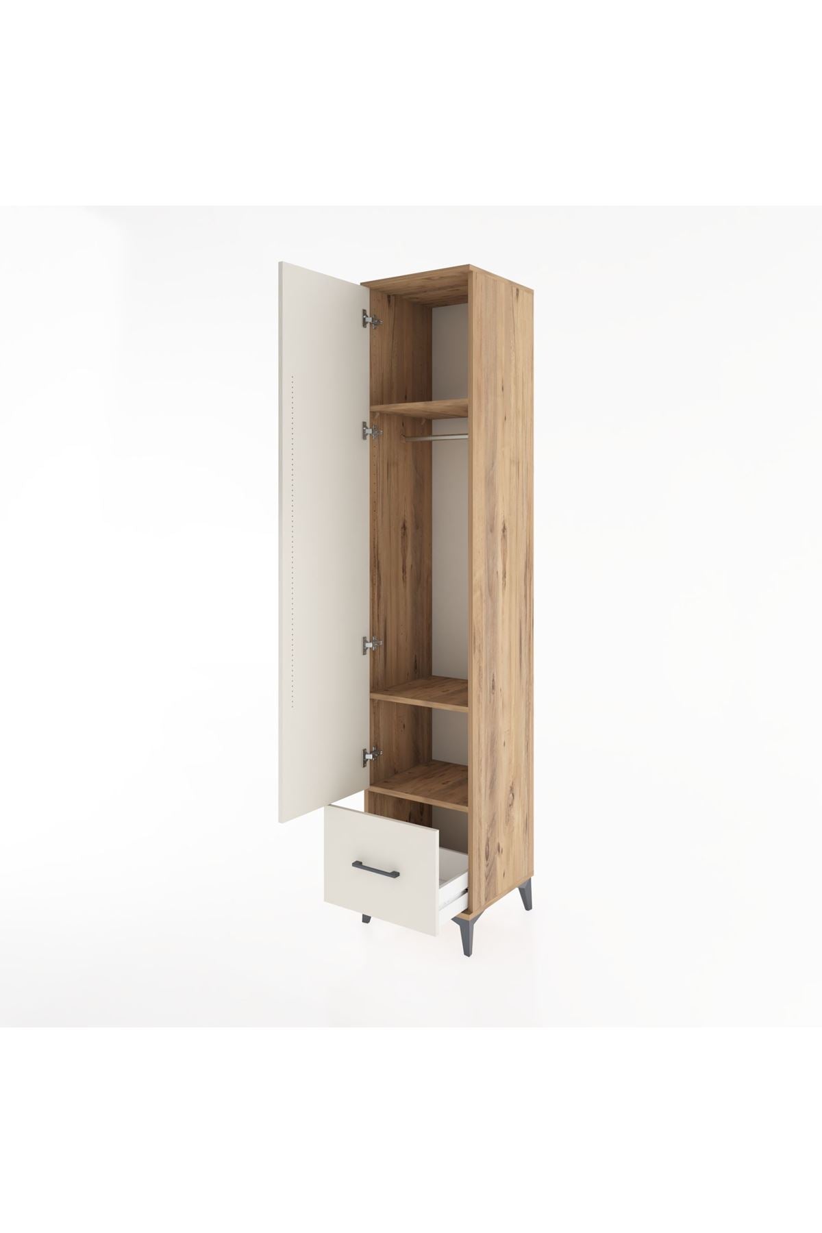 Hyperion Dolap 3 Raflı Tek Çekmeceli Tek Askılı 44x44x221 - S61M012V7B